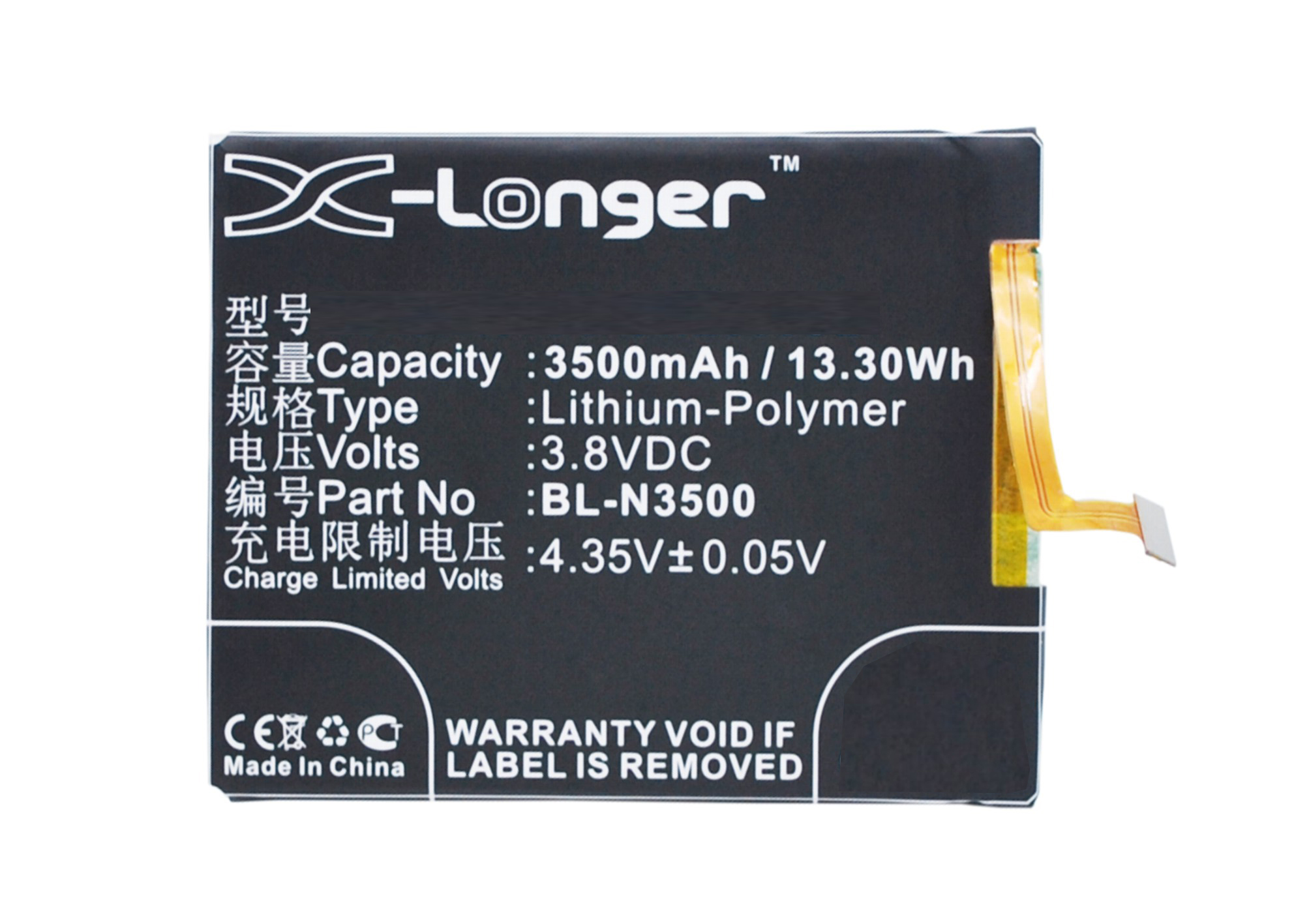 Synergy Digital Battery Compatible With BLU BL-N3500 Cellphone Battery - (Li-Pol, 3.8V, 3500 mAh / 13.30Wh)