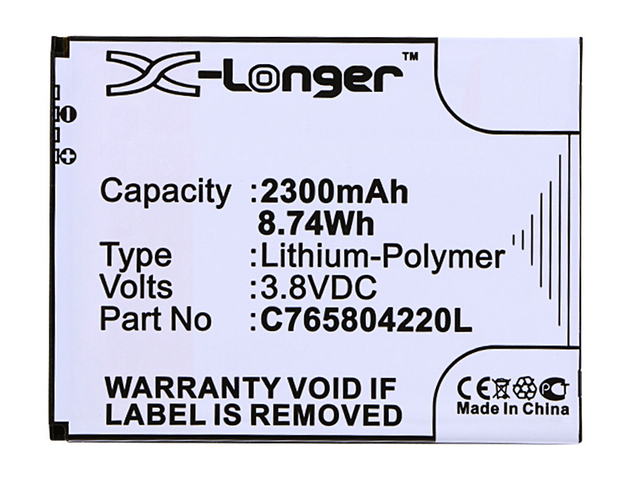 Synergy Digital Battery Compatible With BLU C765804220L Cellphone Battery - (Li-Pol, 3.8V, 2300 mAh / 8.74Wh)