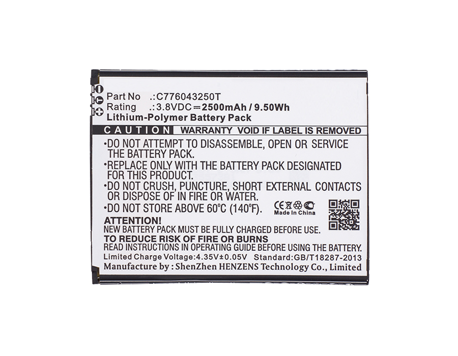 Synergy Digital Battery Compatible With BLU C776043250T Cellphone Battery - (Li-Pol, 3.8V, 2500 mAh / 9.50Wh)