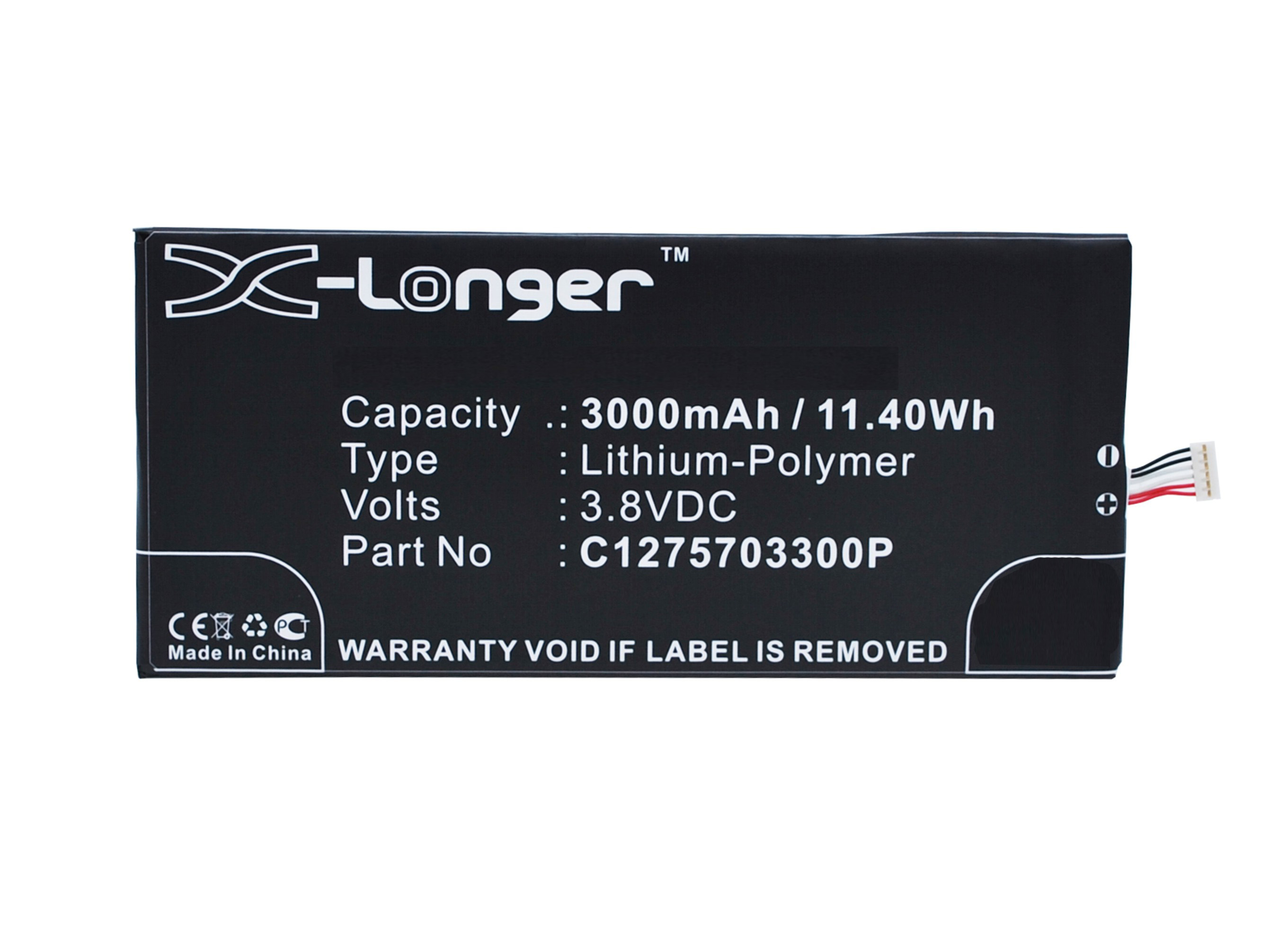 Synergy Digital Battery Compatible With BLU C1275703300P Cellphone Battery - (Li-Pol, 3.8V, 3000 mAh / 11.40Wh)