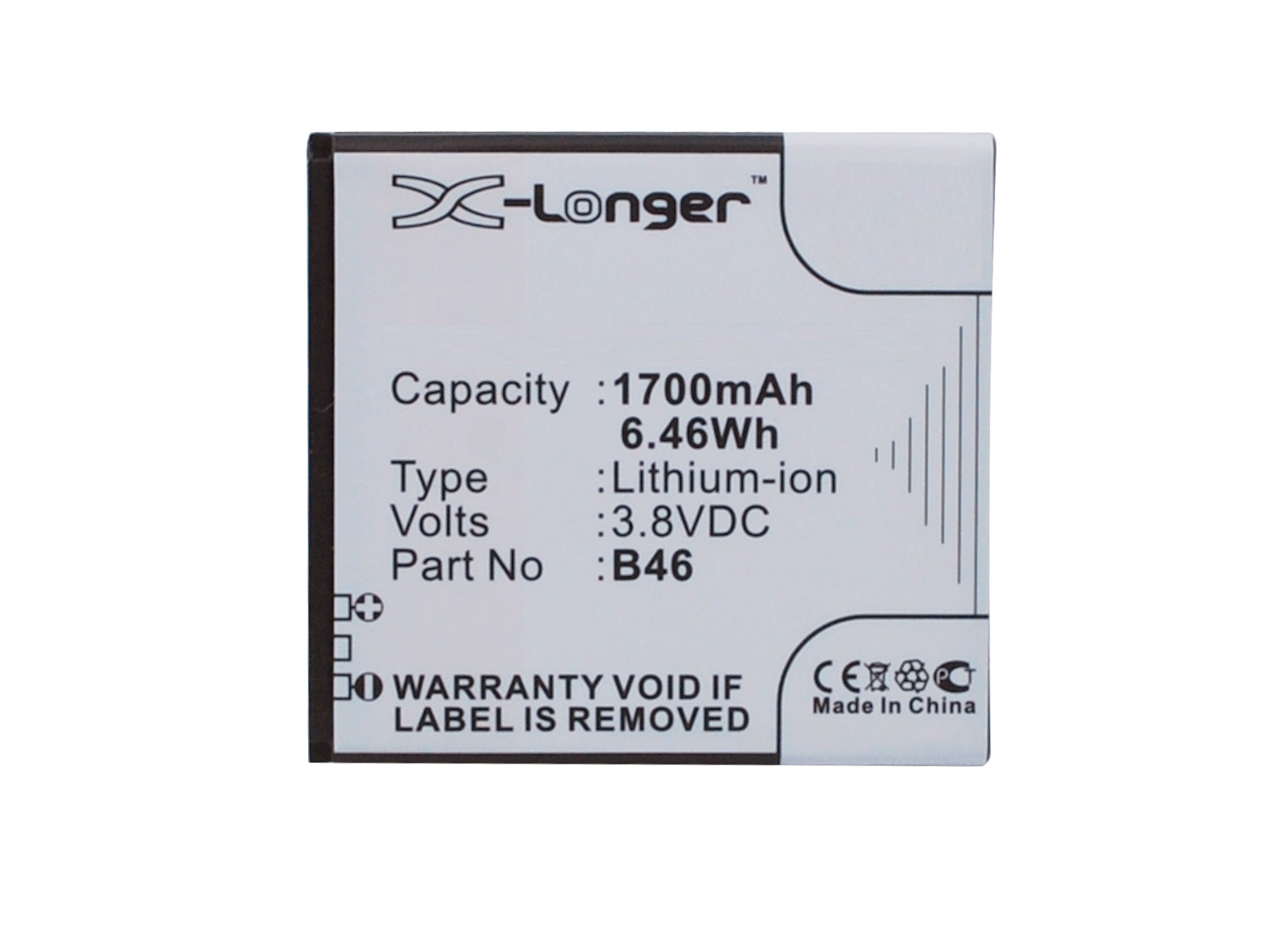 Synergy Digital Battery Compatible With BQ B46 Cellphone Battery - (Li-Pol, 3.8V, 1700 mAh / 6.46Wh)