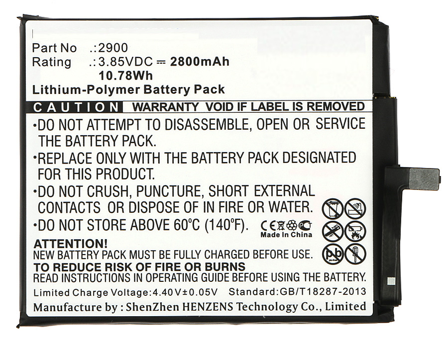 Synergy Digital Battery Compatible With BQ 2900 Cellphone Battery - (Li-Pol, 3.85V, 2800 mAh / 10.78Wh)
