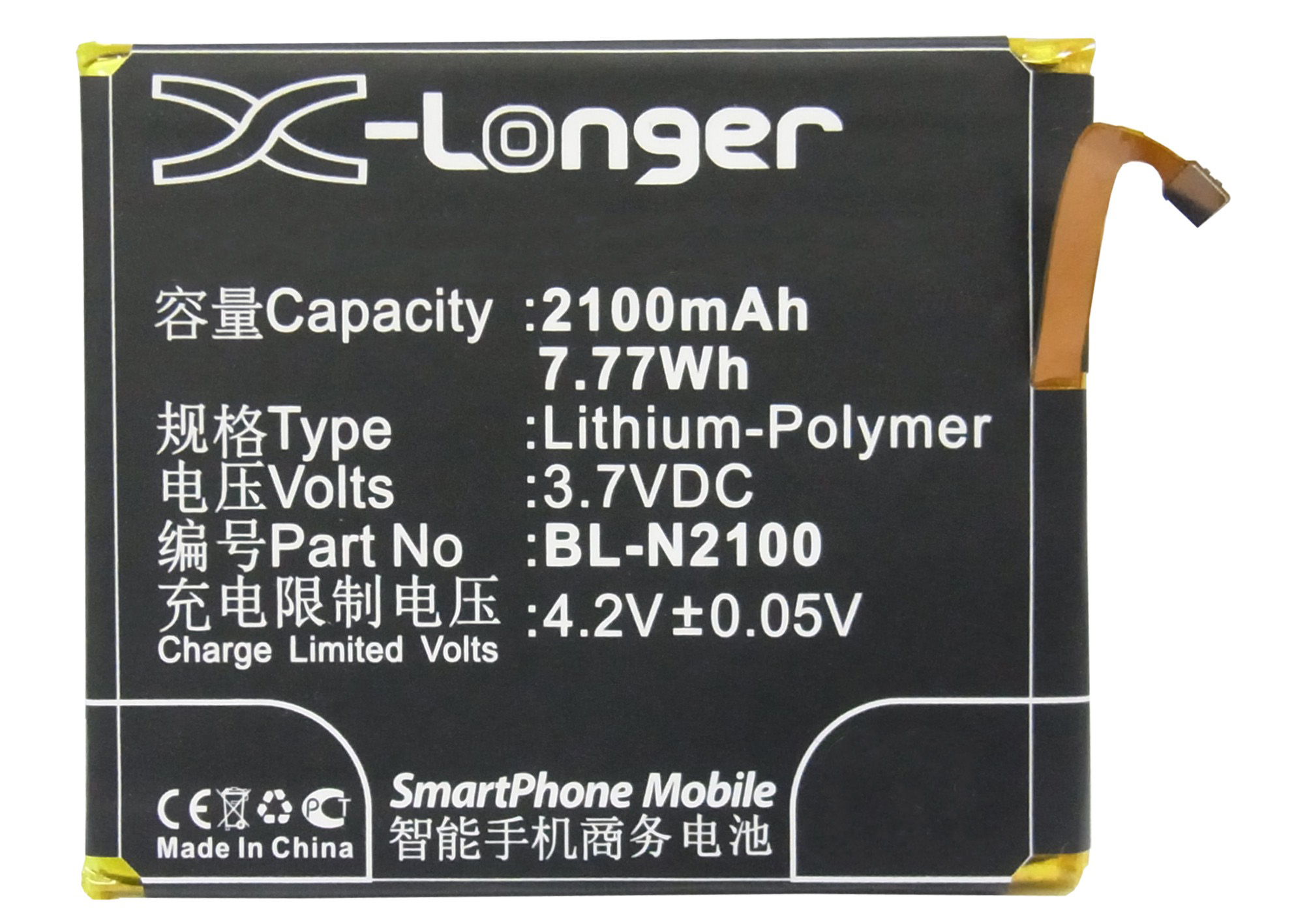 Synergy Digital Battery Compatible With GIONEE BL-N2100 Cellphone Battery - (Li-Pol, 3.7V, 2100 mAh / 7.77Wh)