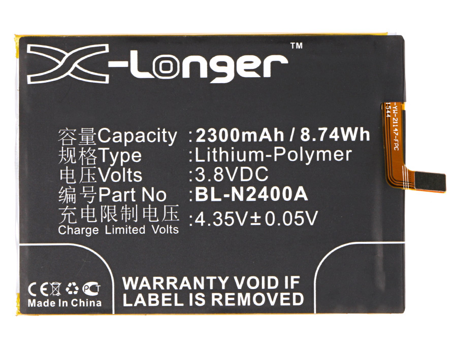 Synergy Digital Battery Compatible With GIONEE BL-N2400A Cellphone Battery - (Li-Pol, 3.8V, 2300 mAh / 8.74Wh)