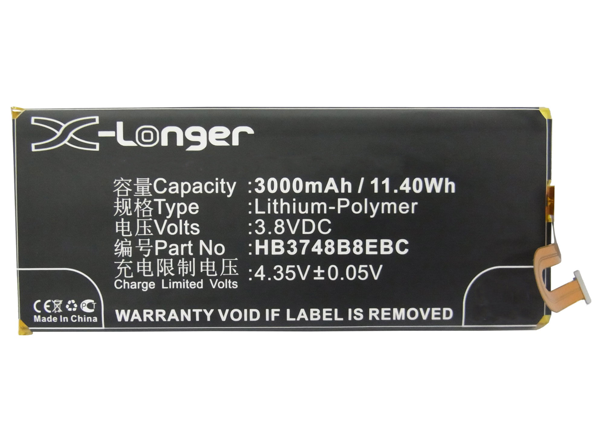 Synergy Digital Battery Compatible With Huawei HB3748B8EBC Cellphone Battery - (Li-Pol, 3.8V, 3000 mAh / 11.40Wh)