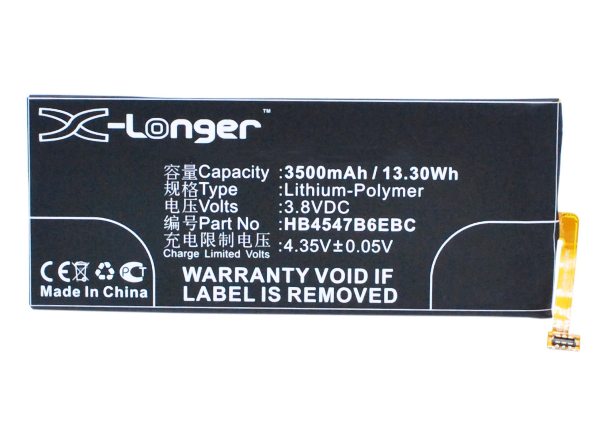 Synergy Digital Battery Compatible With Huawei HB4547B6EBC Cellphone Battery - (Li-Pol, 3.8V, 3500 mAh / 13.30Wh)