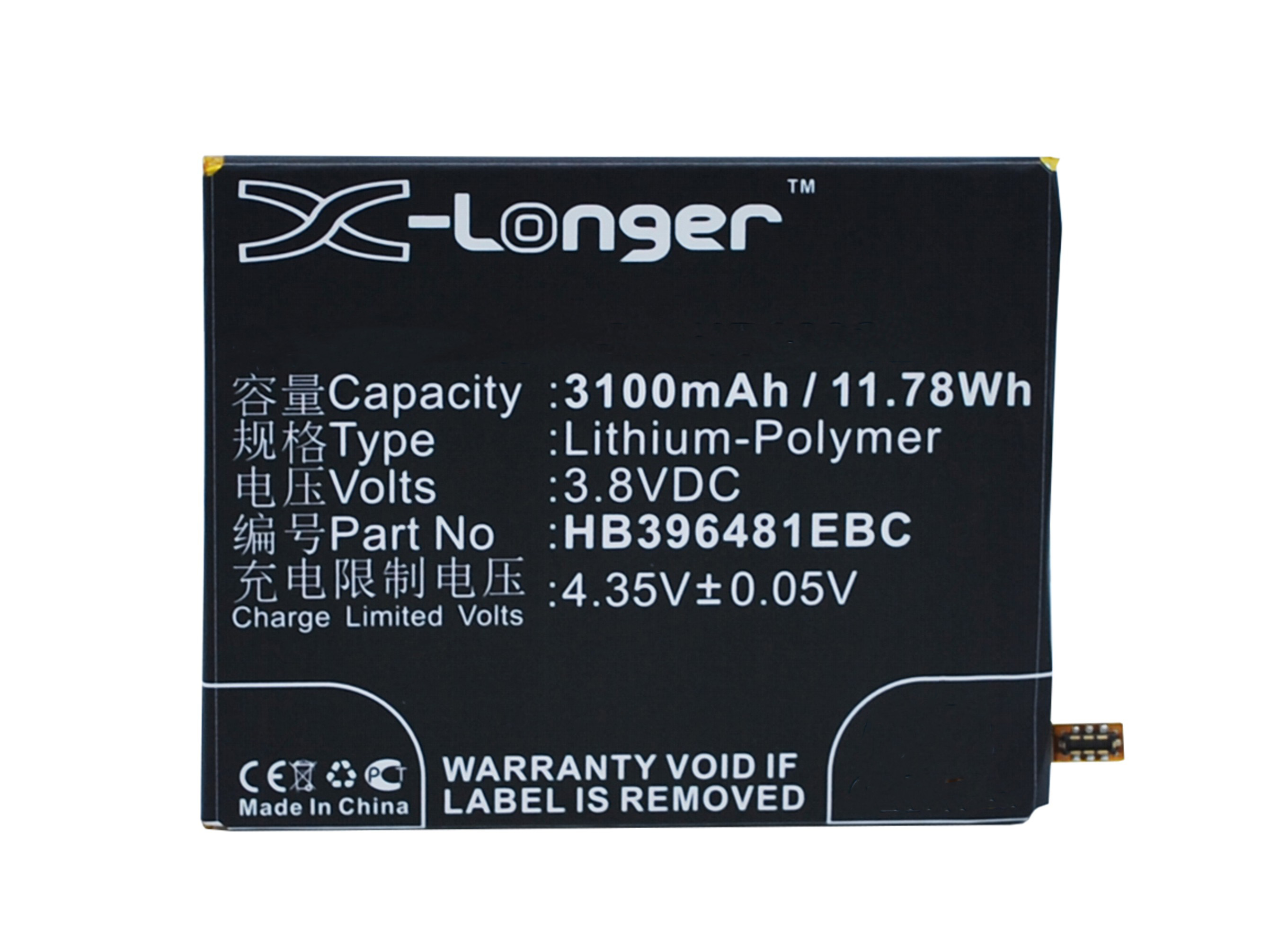 Synergy Digital Battery Compatible With Huawei HB396481EBC Cellphone Battery - (Li-Pol, 3.8V, 3100 mAh / 11.78Wh)
