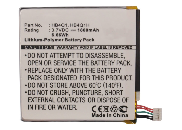 Synergy Digital Battery Compatible With Huawei HB4Q1 Cellphone Battery - (Li-Pol, 3.7V, 1800 mAh / 6.66Wh)