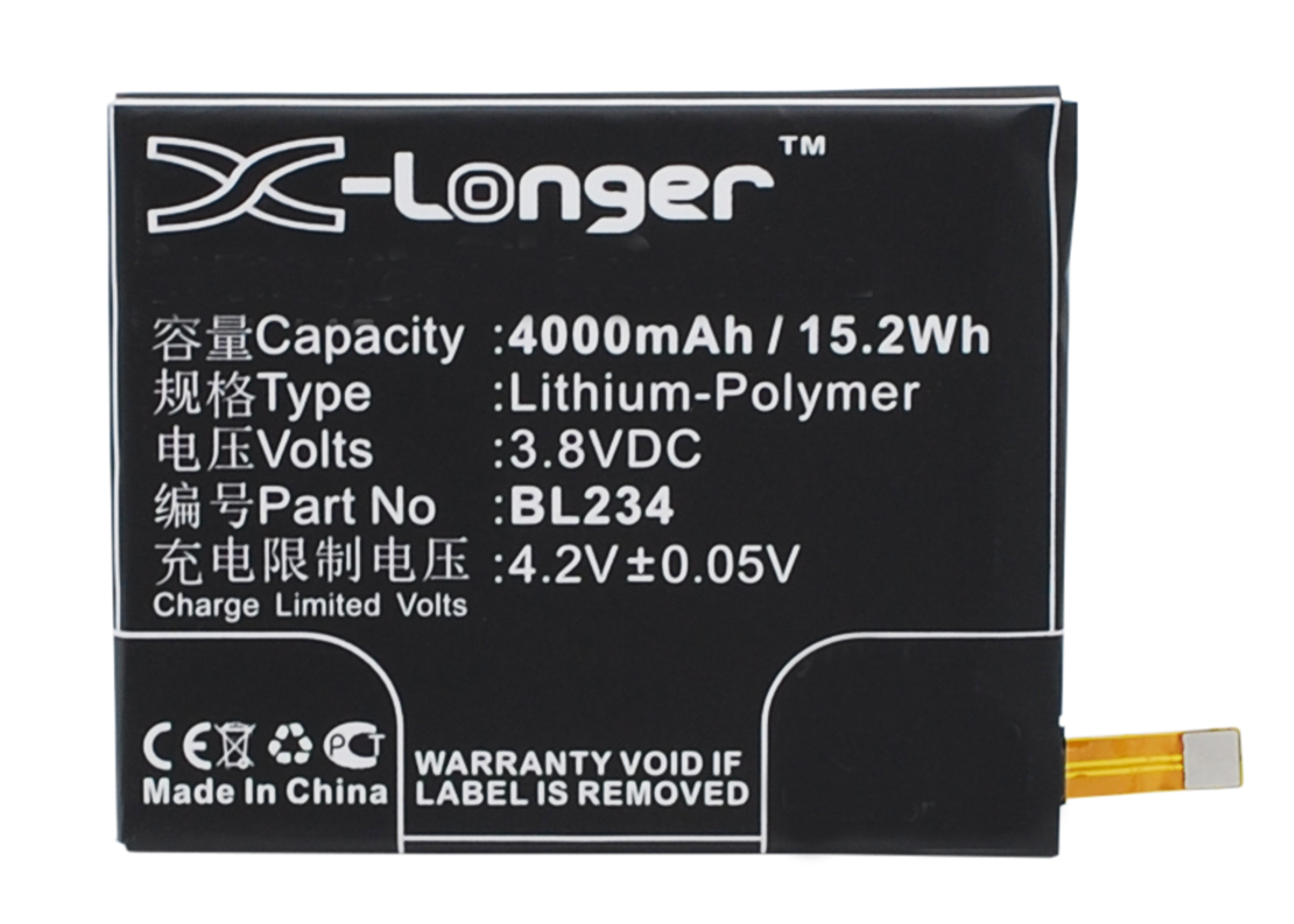 Synergy Digital Battery Compatible With Lenovo BL234 Cellphone Battery - (Li-Pol, 3.8V, 4000 mAh / 15.20Wh)