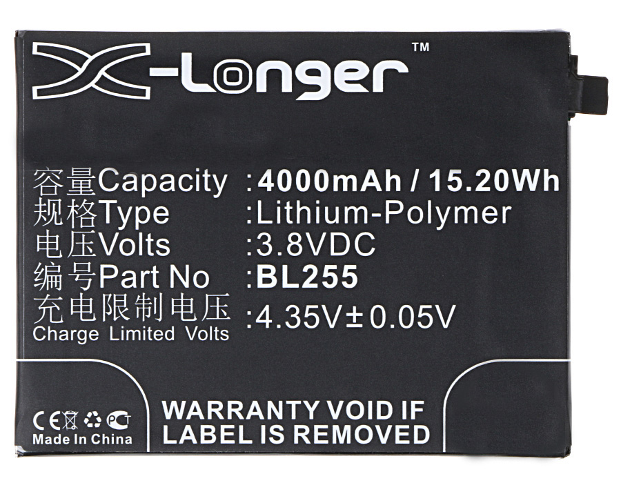 Synergy Digital Battery Compatible With Lenovo BL255 Cellphone Battery - (Li-Pol, 3.8V, 4000 mAh / 15.20Wh)