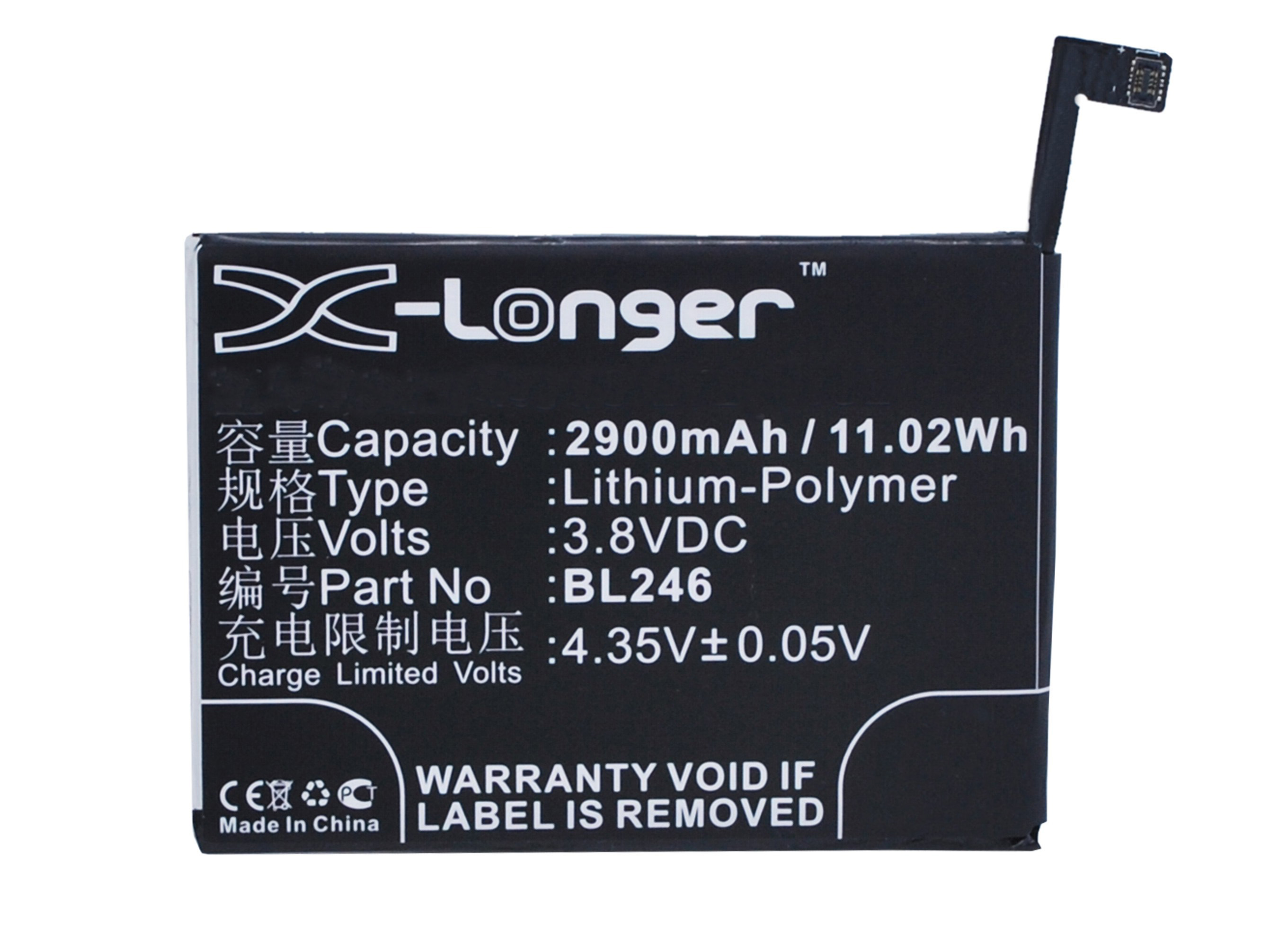 Synergy Digital Battery Compatible With Lenovo BL246 Cellphone Battery - (Li-Pol, 3.8V, 2900 mAh / 11.02Wh)