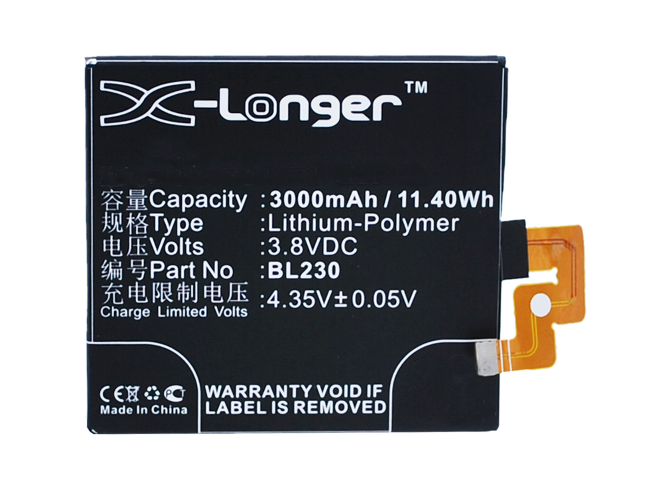 Synergy Digital Battery Compatible With Lenovo BL230 Cellphone Battery - (Li-Pol, 3.8V, 3000 mAh / 11.40Wh)