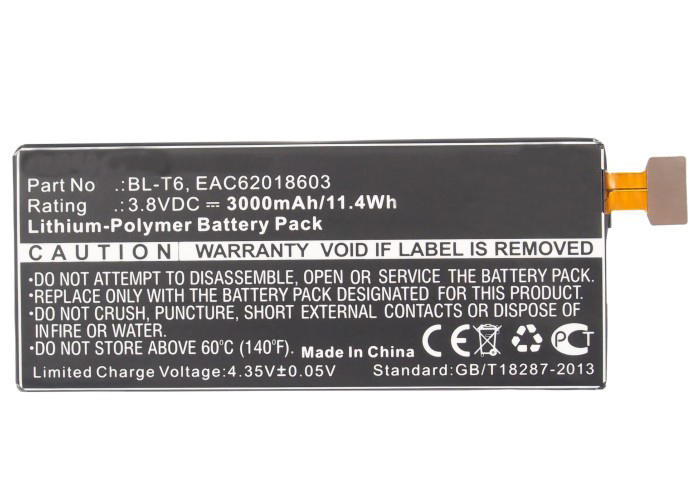 Synergy Digital Battery Compatible With LG BL-T6 Cellphone Battery - (Li-Pol, 3.8V, 3000 mAh / 11.4Wh)