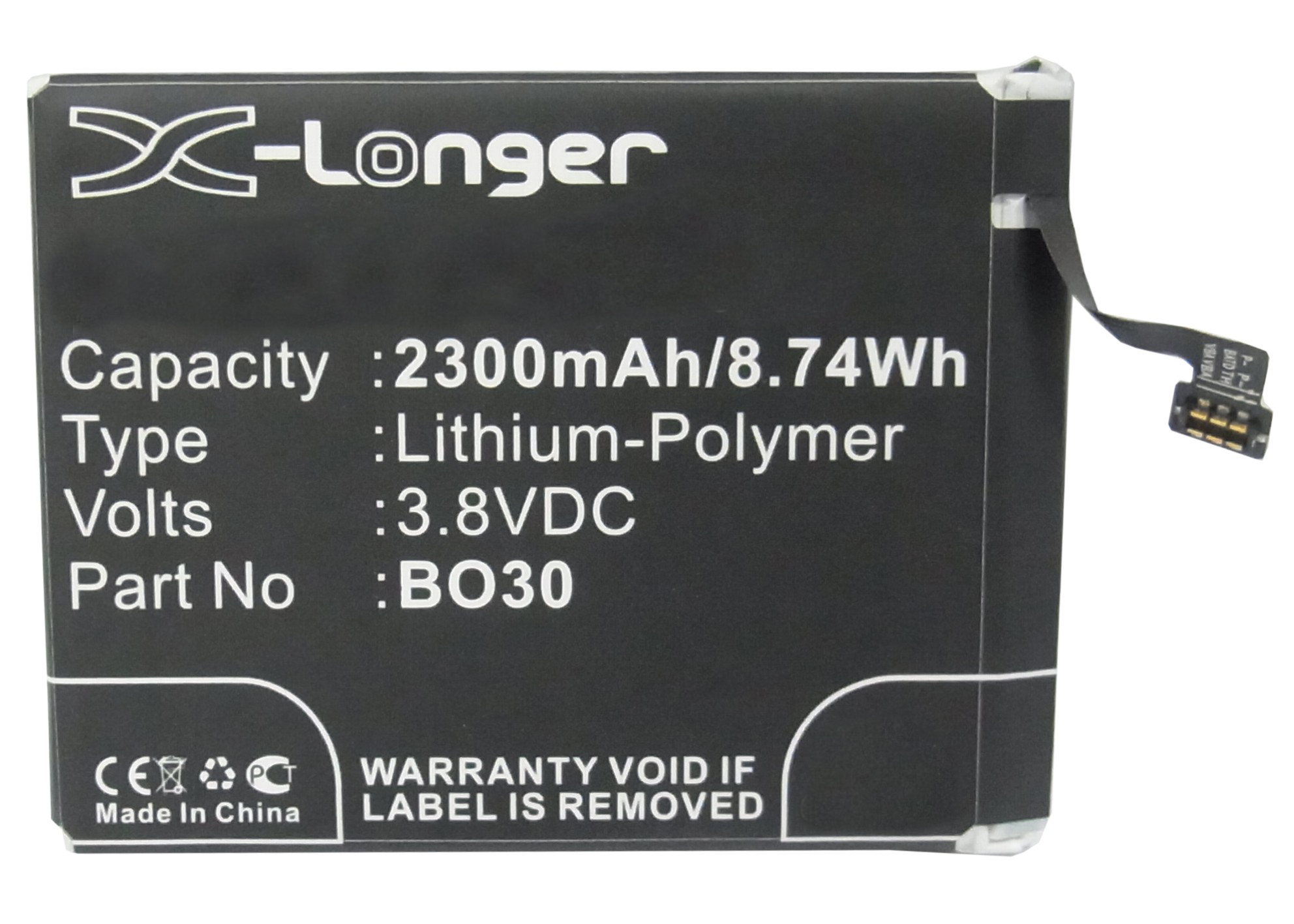 Synergy Digital Battery Compatible With MeiZu B030 Cellphone Battery - (Li-Pol, 3.8V, 2300 mAh / 8.74Wh)