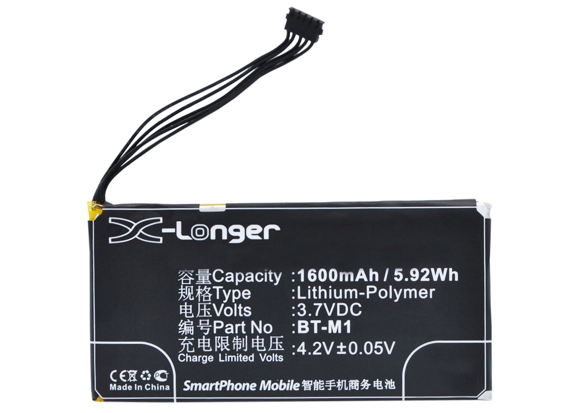 Synergy Digital Battery Compatible With MeiZu BT-M1 Cellphone Battery - (Li-Pol, 3.7V, 1600 mAh / 5.92Wh)