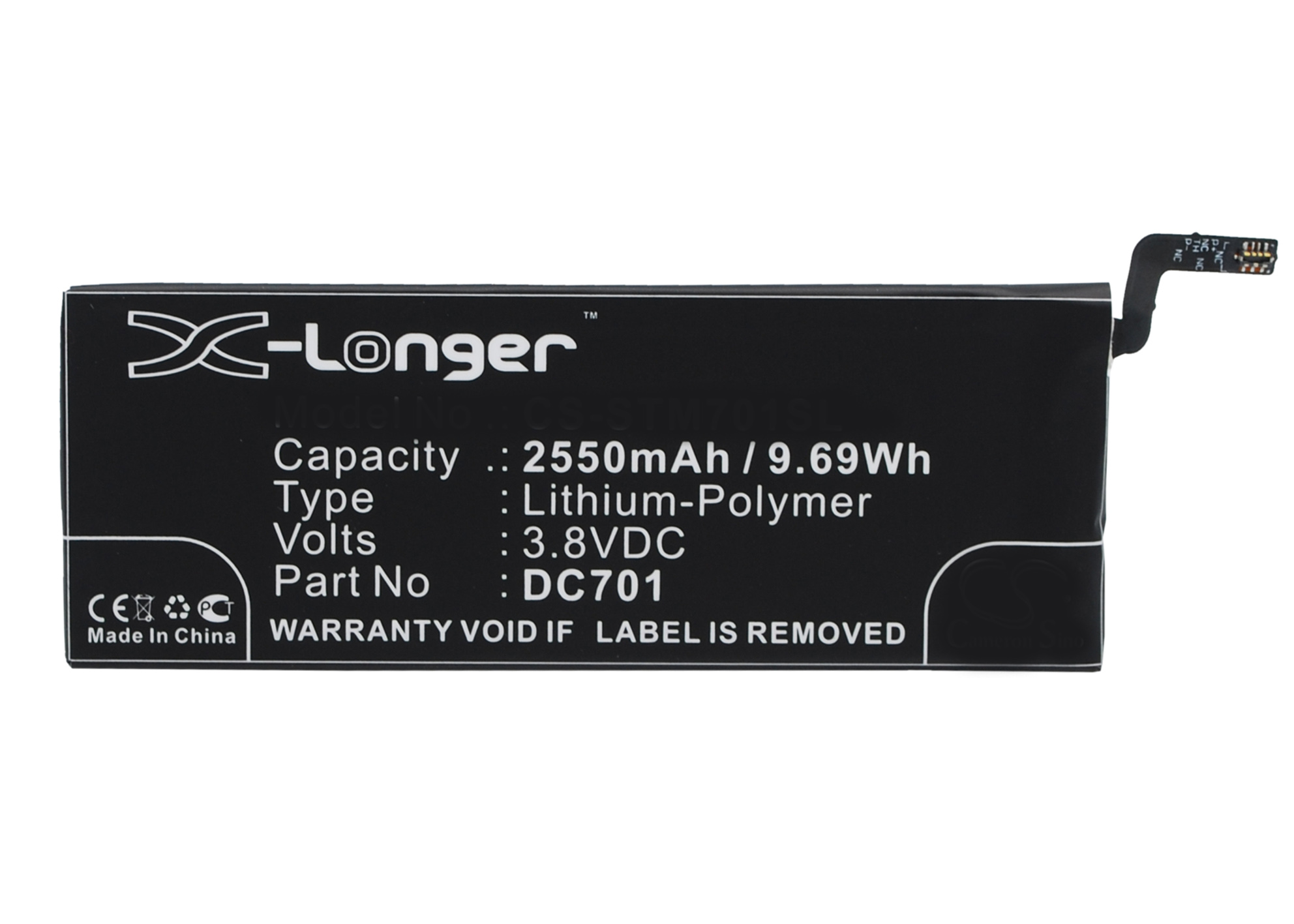 Synergy Digital Battery Compatible With Smartisan DC701 Cellphone Battery - (Li-Pol, 3.8V, 2550 mAh / 9.69Wh)