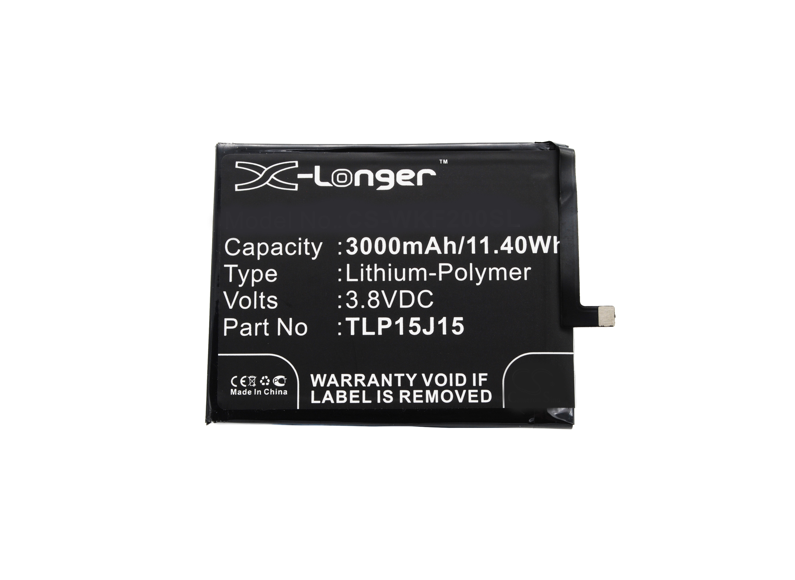 Synergy Digital Battery Compatible With Wiko TLP15J15 Cellphone Battery - (Li-Pol, 3.8V, 3000 mAh / 11.40Wh)
