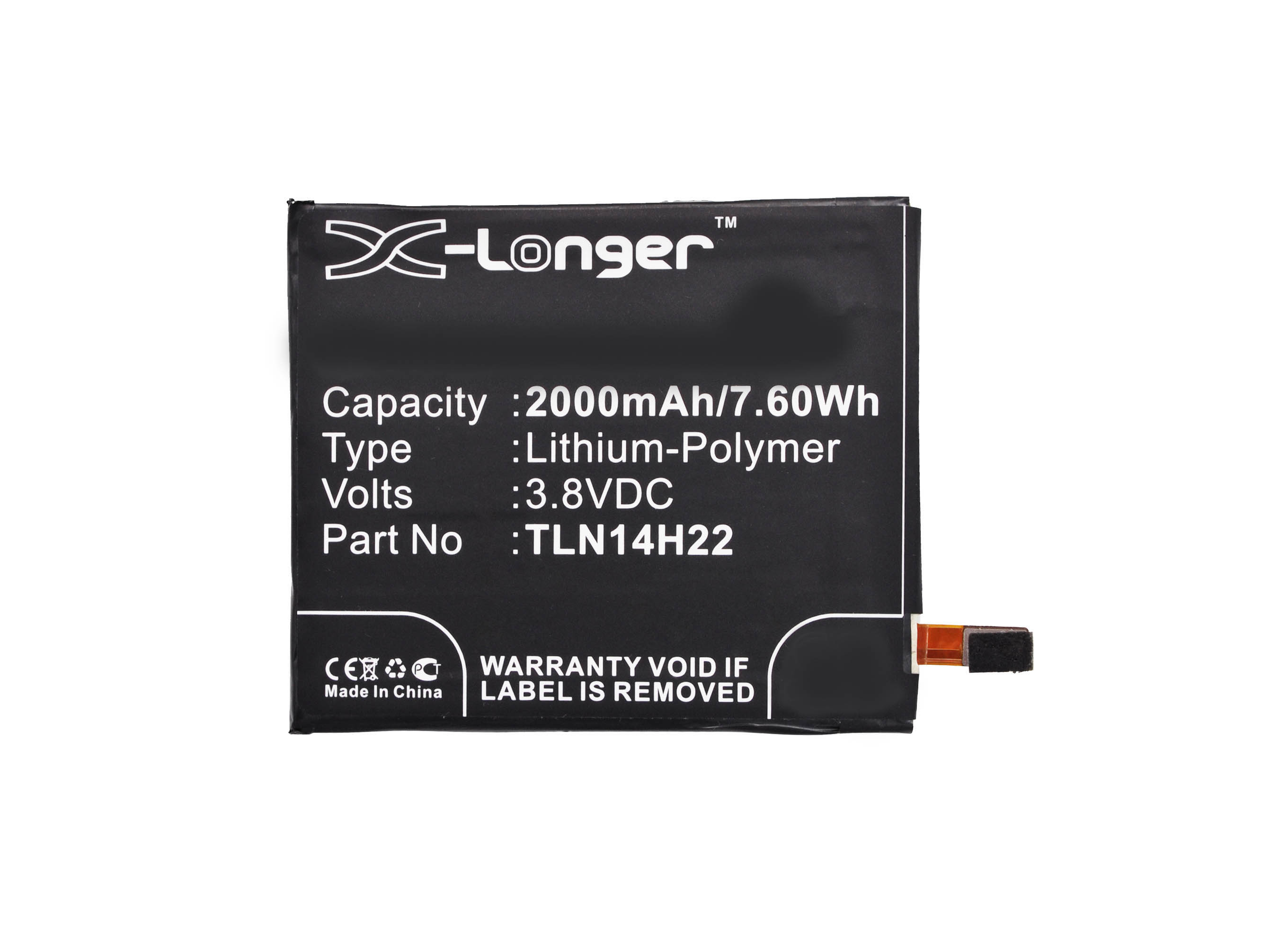 Synergy Digital Battery Compatible With Wiko TLE14E20 Cellphone Battery - (Li-Pol, 3.8V, 2000 mAh / 7.60Wh)