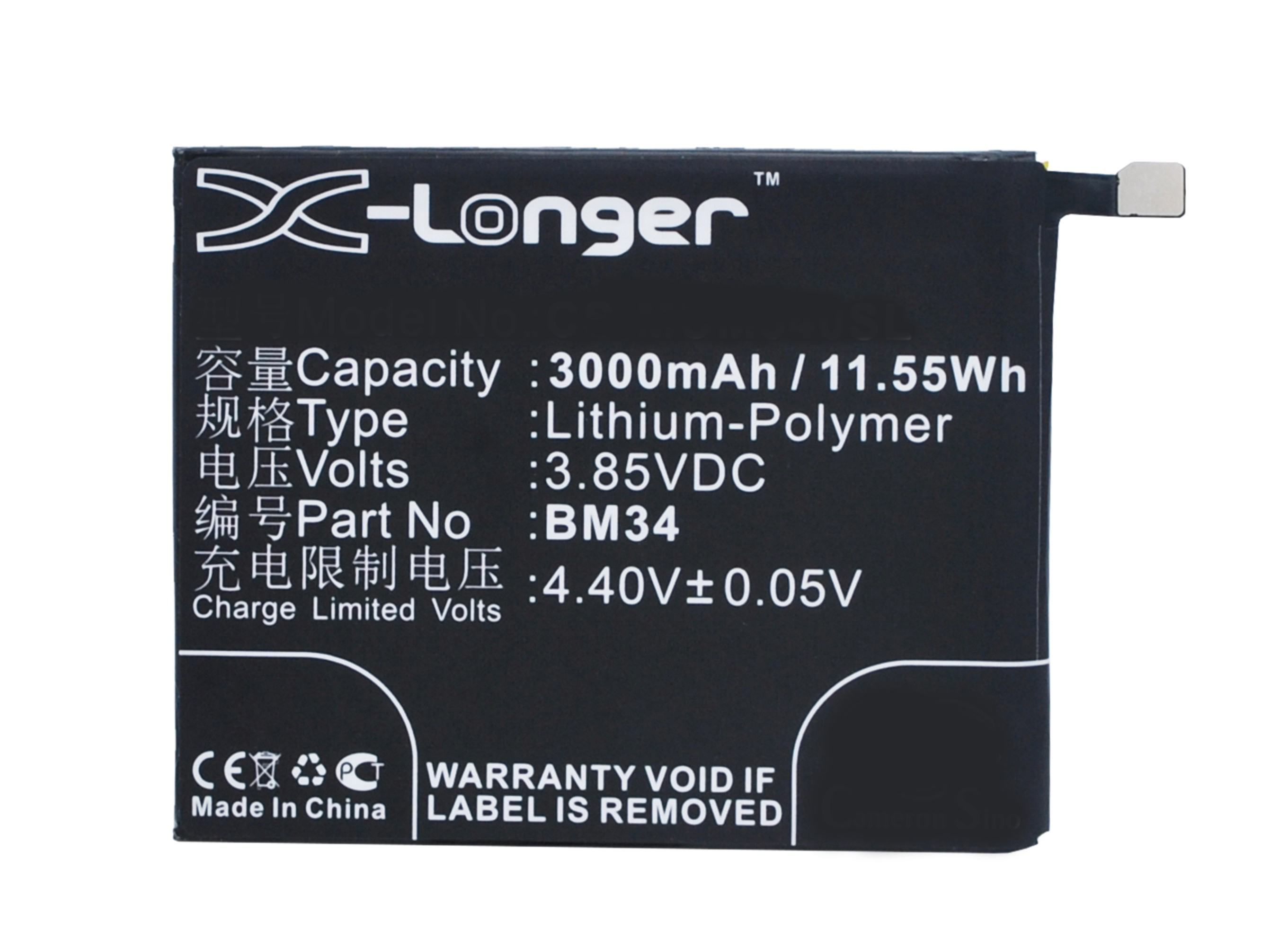 Synergy Digital Battery Compatible With Xiaomi BM34 Cellphone Battery - (Li-Pol, 3.85V, 3000 mAh / 11.55Wh)