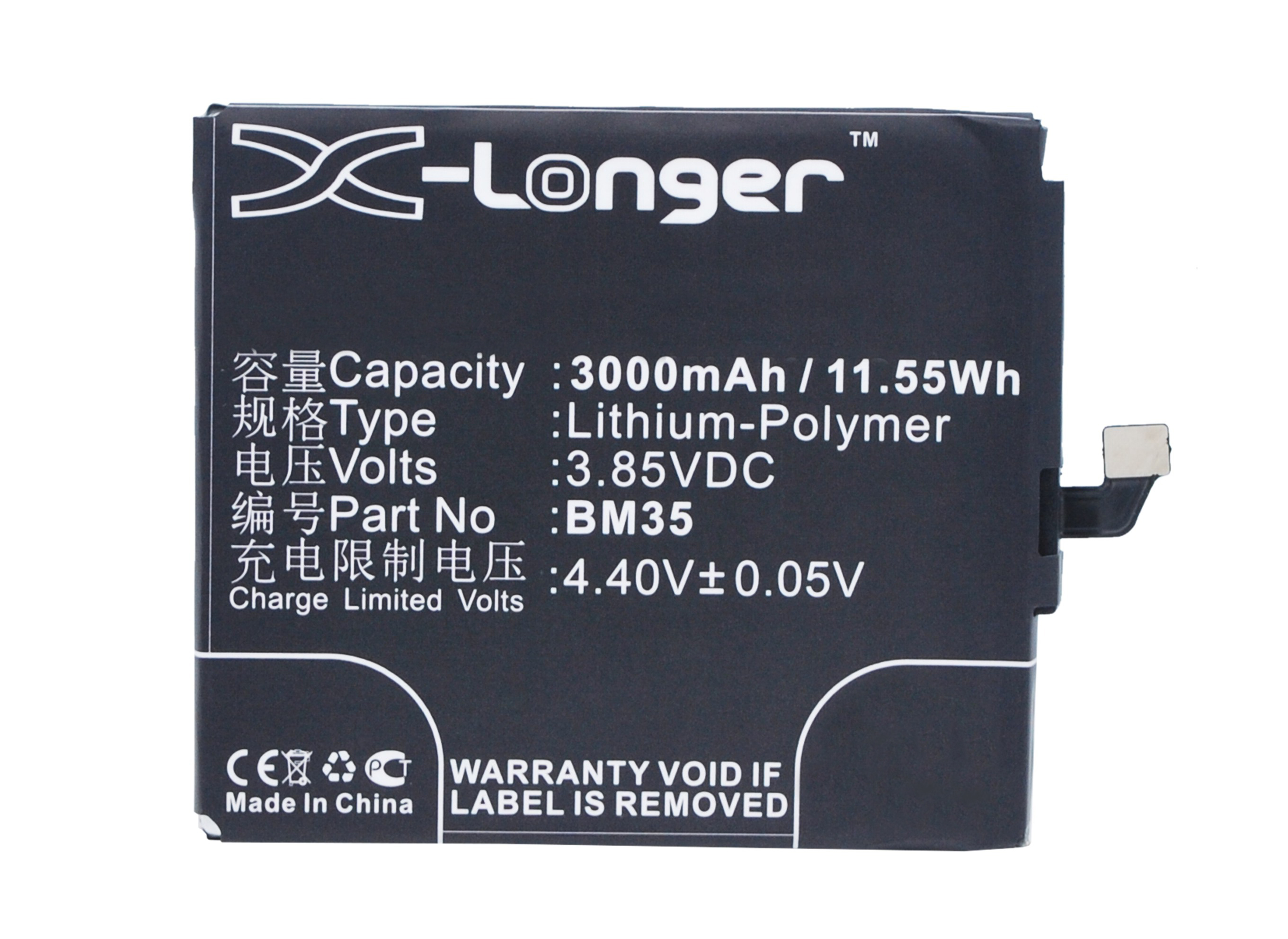 Synergy Digital Battery Compatible With Xiaomi BM35 Cellphone Battery - (Li-Pol, 3.85V, 3000 mAh / 11.55Wh)