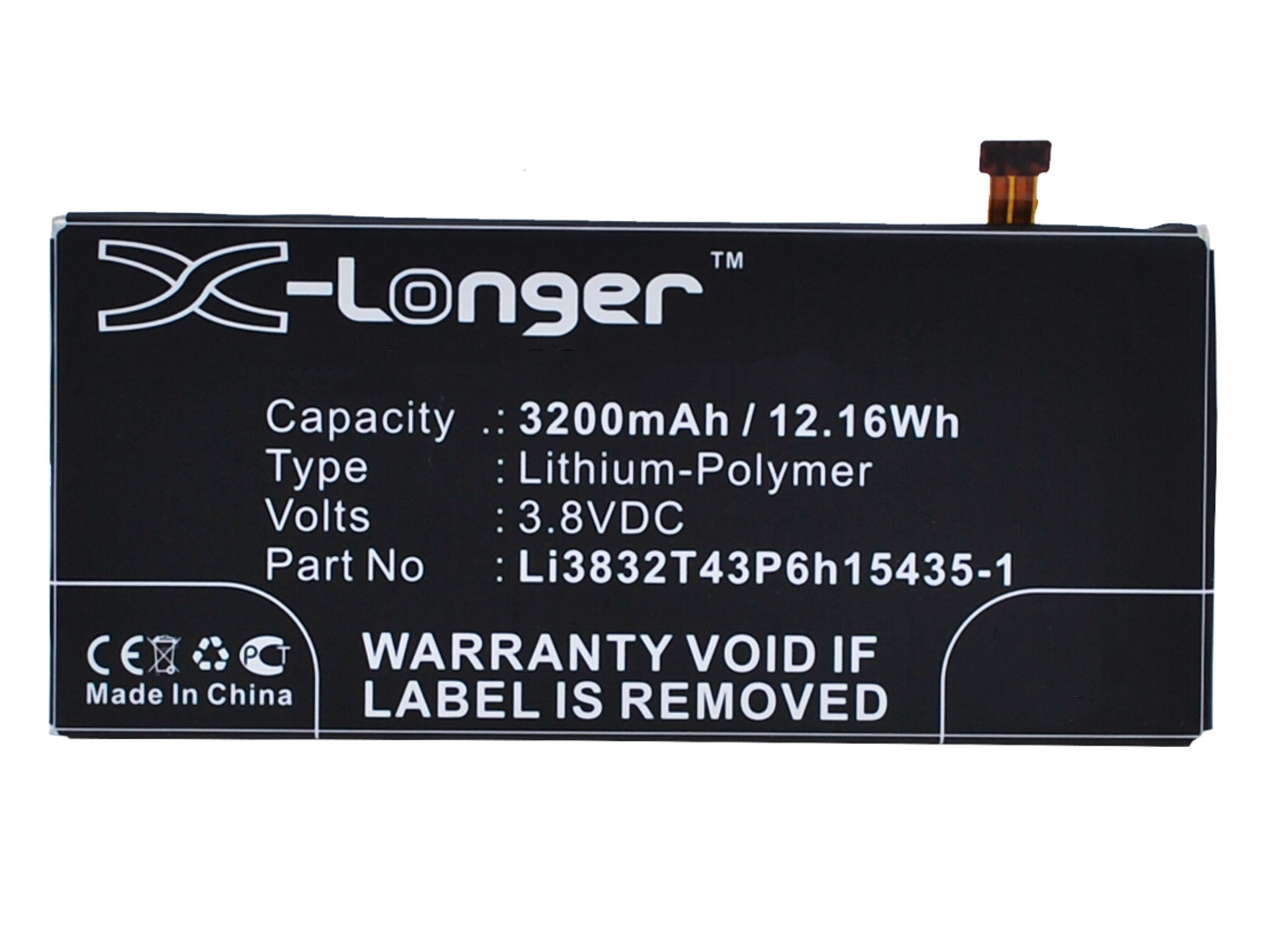 Synergy Digital Battery Compatible With ZTE Li3832T43P6h15435-1 Cellphone Battery - (Li-Pol, 3.8V, 3200 mAh / 12.16Wh)