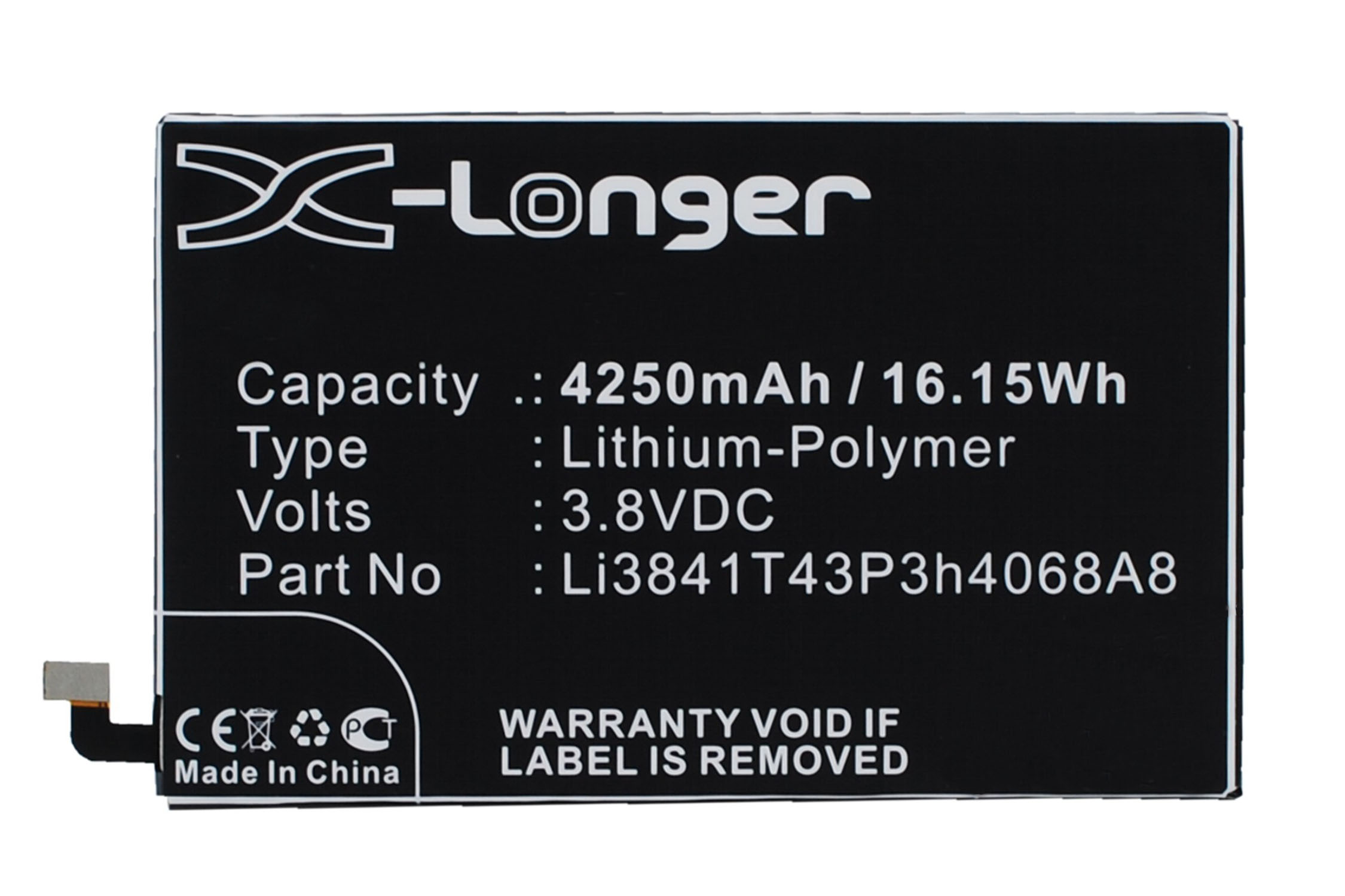 Synergy Digital Battery Compatible With ZTE Li3841T43P3h4068A8 Cellphone Battery - (Li-Pol, 3.8V, 4250 mAh / 16.15Wh)