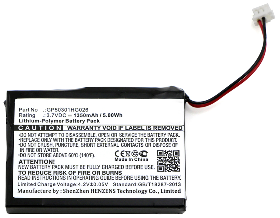 Synergy Digital Battery Compatible With FireDogGolf GP50301HG026 GPS Battery - (Li-Pol, 3.7V, 1350 mAh)