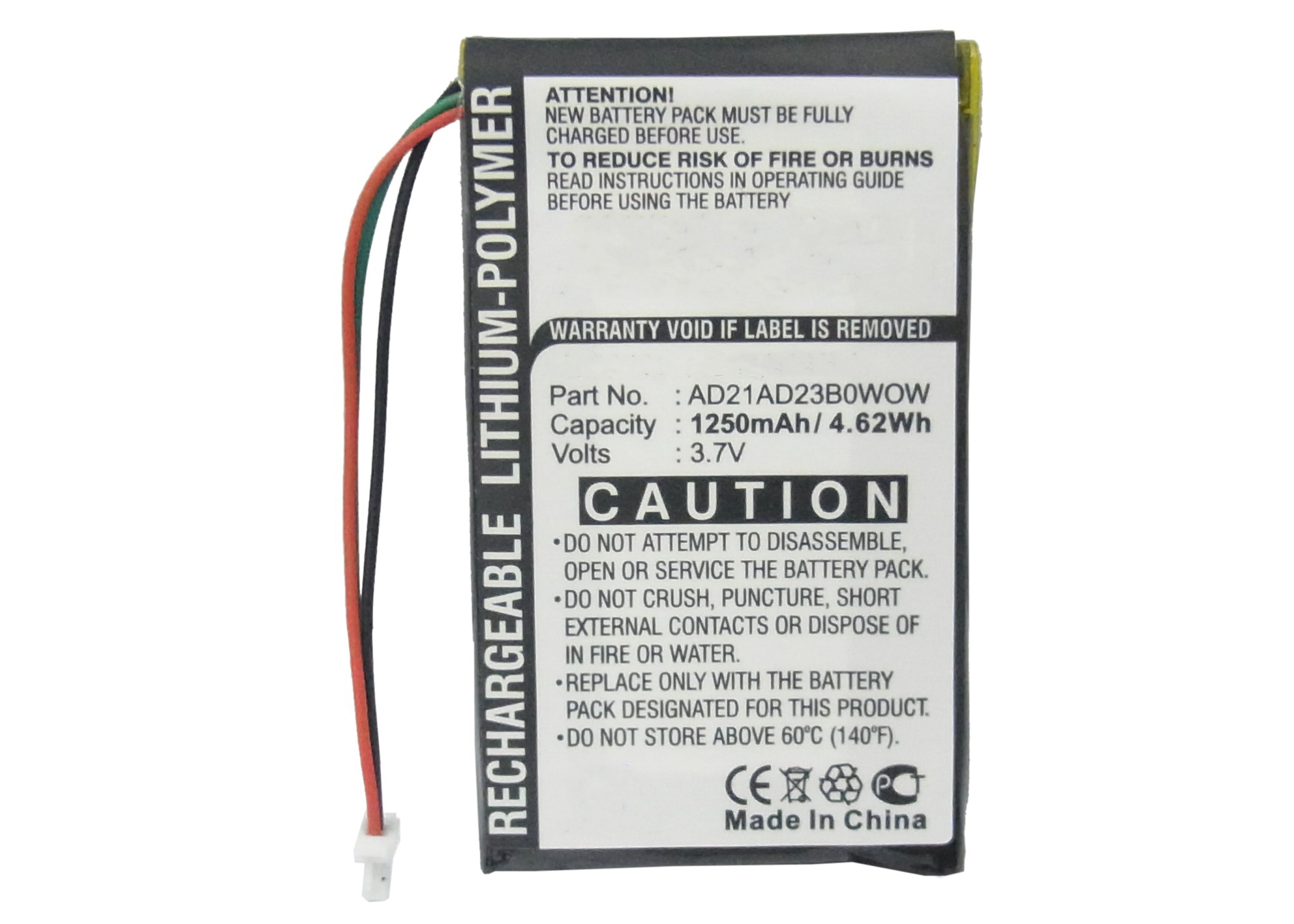 Synergy Digital GPS Battery, Compatible with Garmin AD21AD23B0WOW GPS Battery (Li-Pol, 3.7V, 1250mAh)