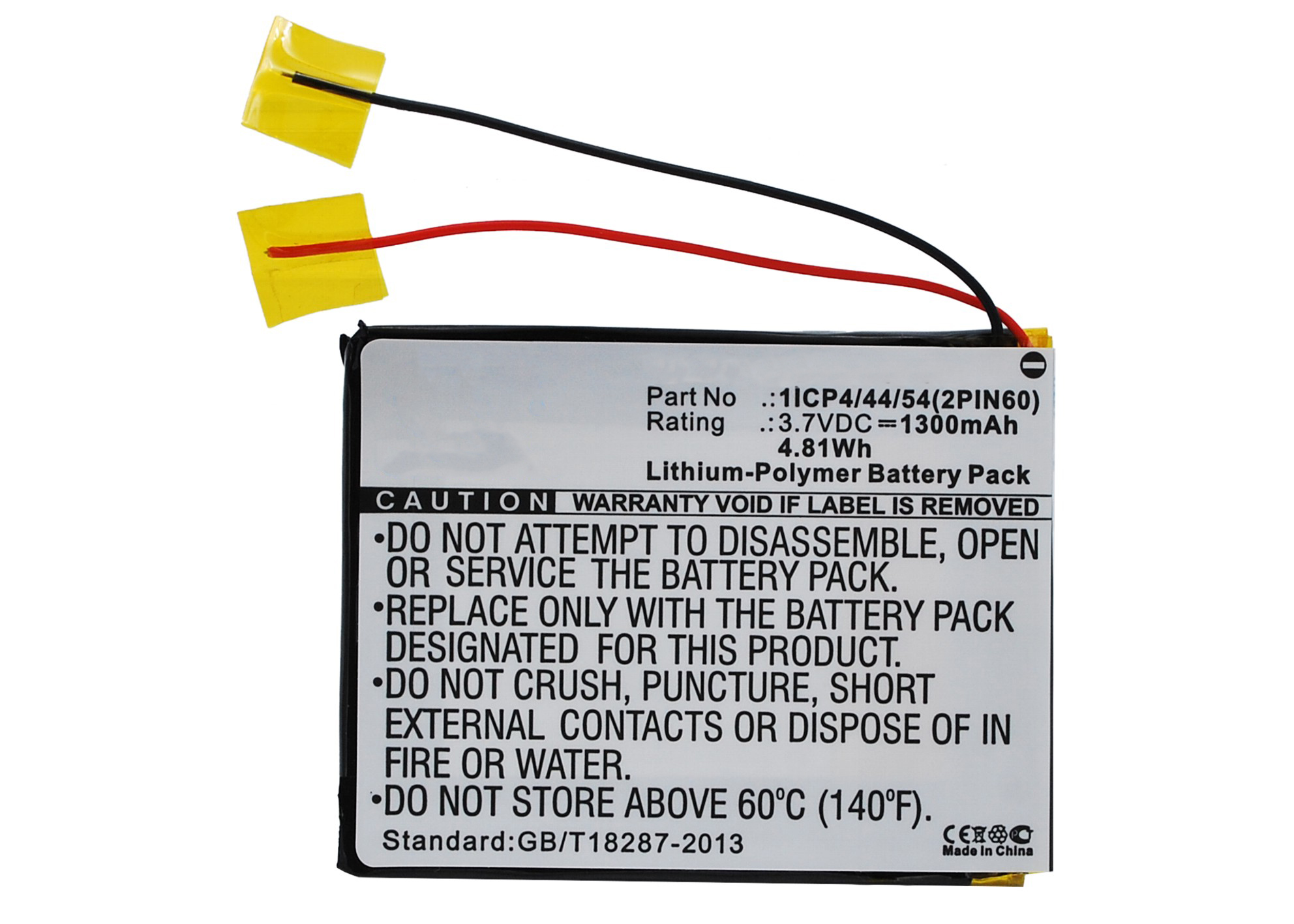 Synergy Digital GPS Battery, Compatible with MODECOM 1ICP4/44/54(2PIN60) GPS Battery (Li-Pol, 3.7V, 1300mAh)