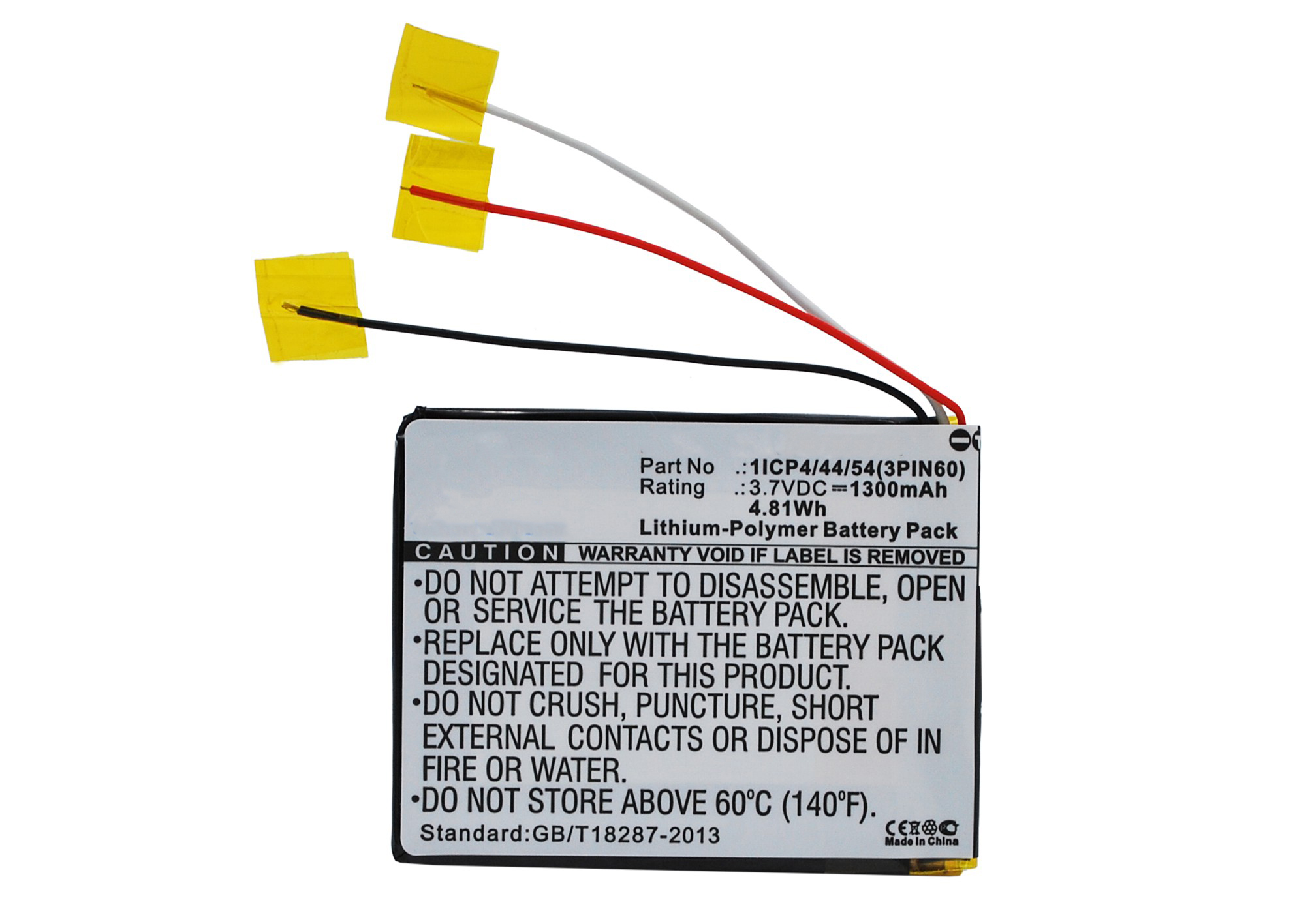 Synergy Digital GPS Battery, Compatible with MODECOM 1ICP4/44/54(3PIN60 GPS Battery (Li-Pol, 3.7V, 1300mAh)