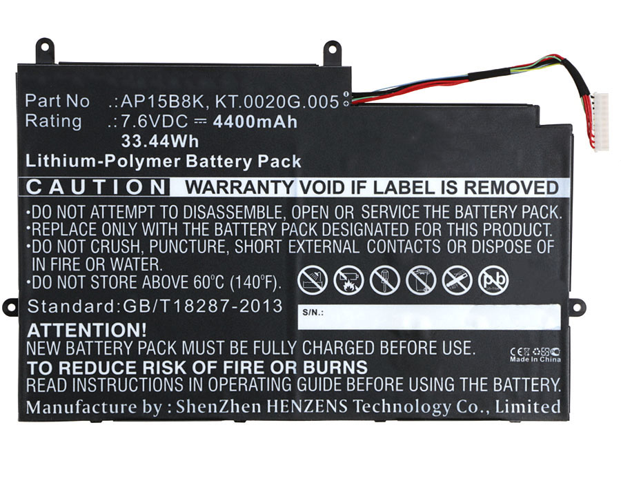 Synergy Digital Battery Compatible With Acer AP15B8K Laptop Battery - (Li-Pol, 7.6V, 4400 mAh)