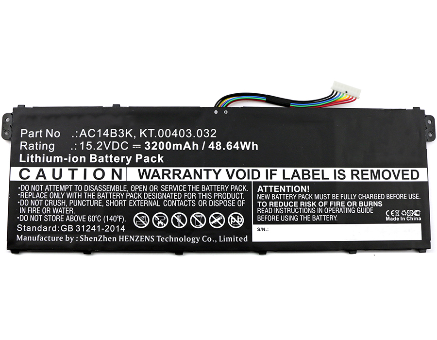 Synergy Digital Battery Compatible With Acer AC14B3K Laptop Battery - (Li-Ion, 15.2V, 3200 mAh)