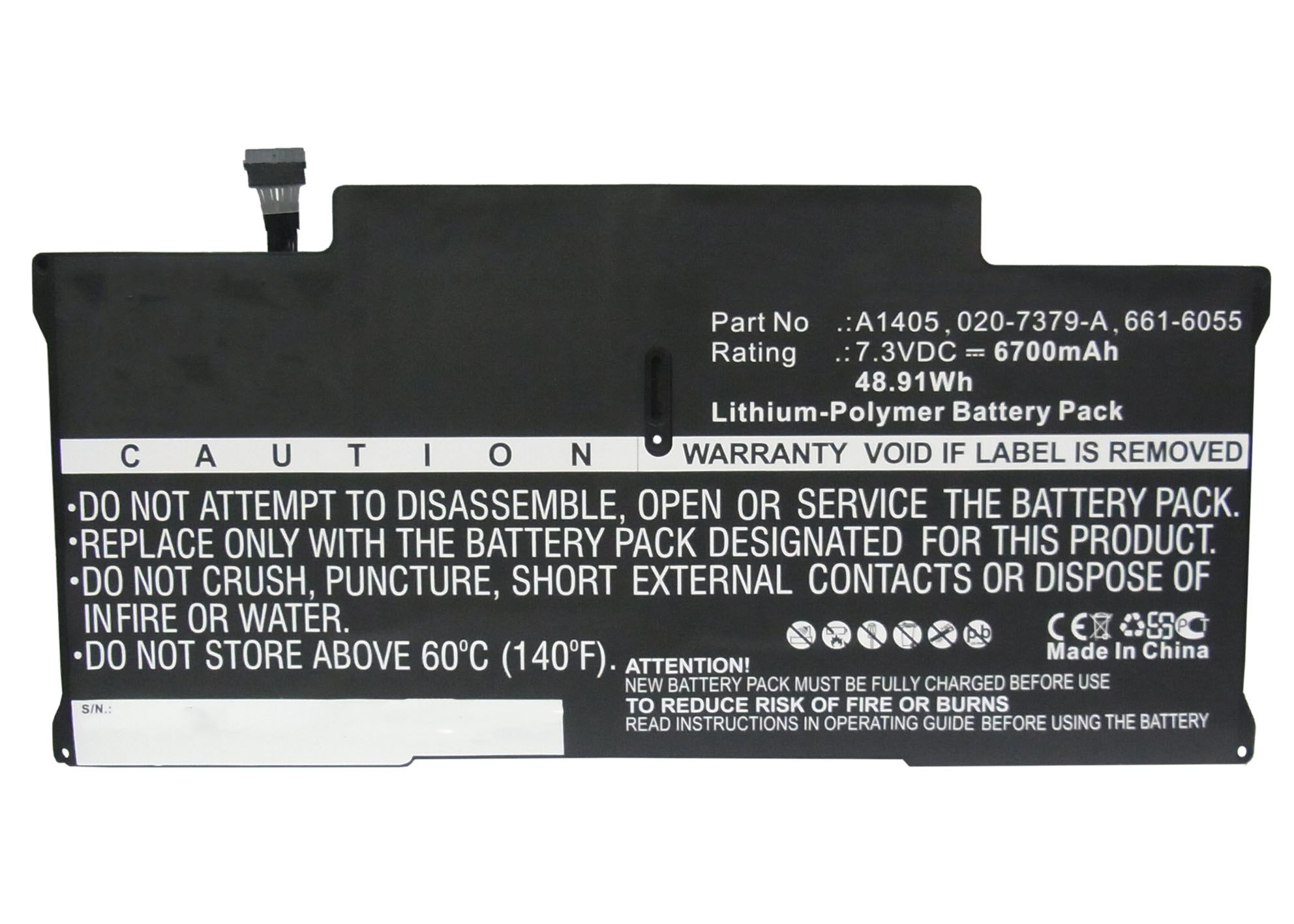 Synergy Digital Battery Compatible With Apple 020-7379-A Laptop Battery - (Li-Pol, 7.3V, 6700 mAh)