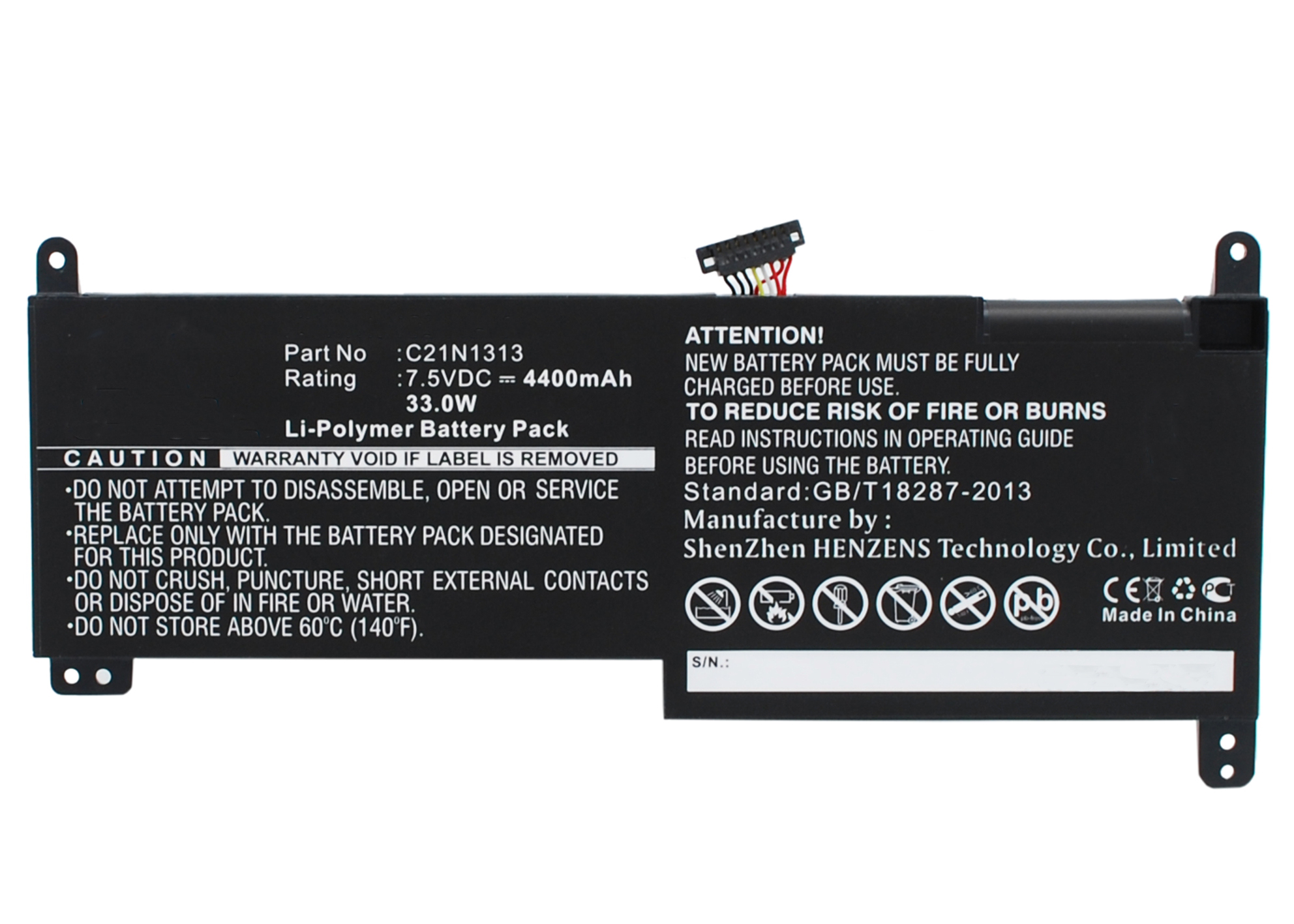 Synergy Digital Battery Compatible With Asus 0B200-00600000 Laptop Battery - (Li-Pol, 7.5V, 4400 mAh)