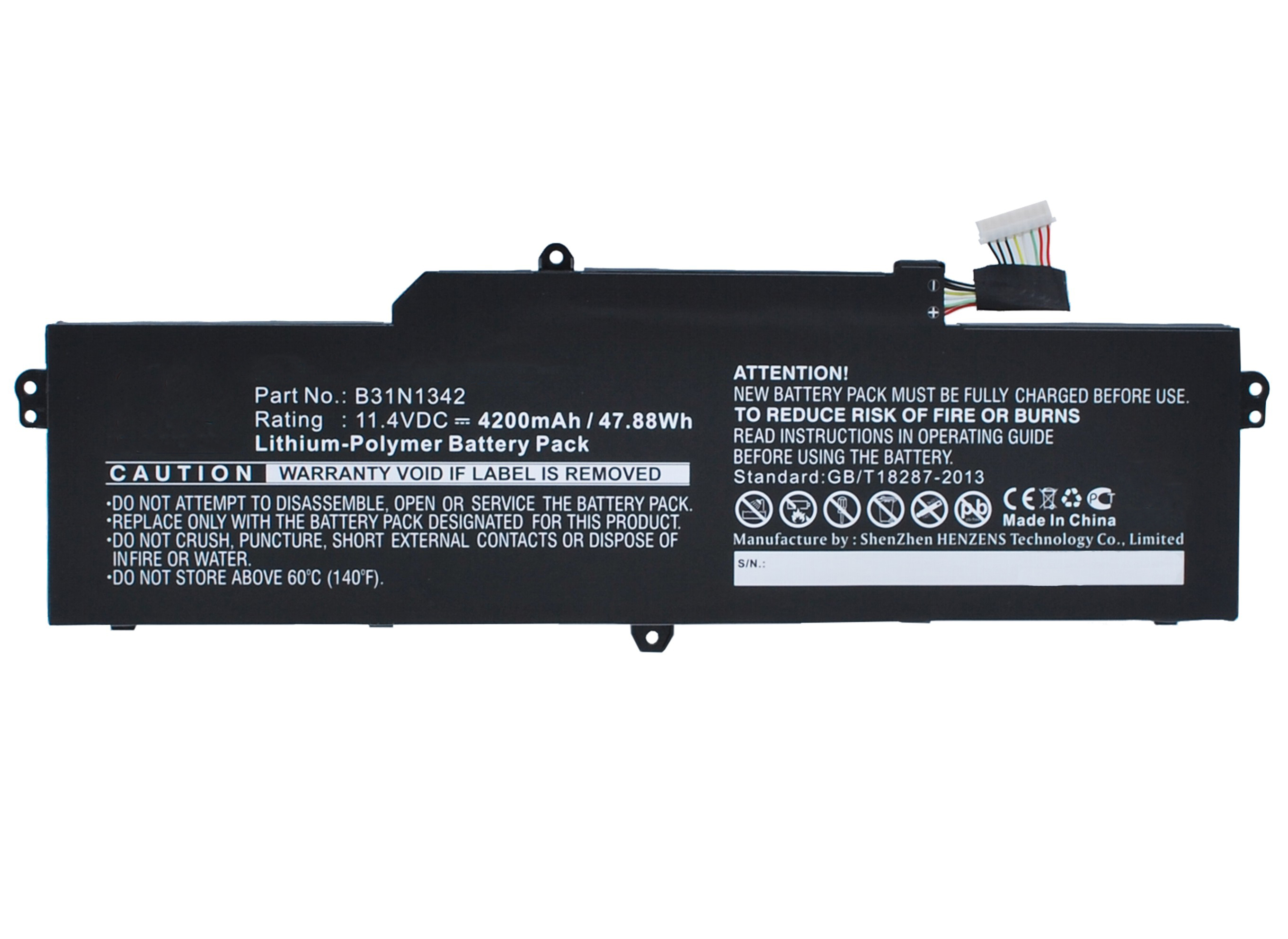 Synergy Digital Battery Compatible With Asus B31N1342 Laptop Battery - (Li-Pol, 11.4V, 4200 mAh)