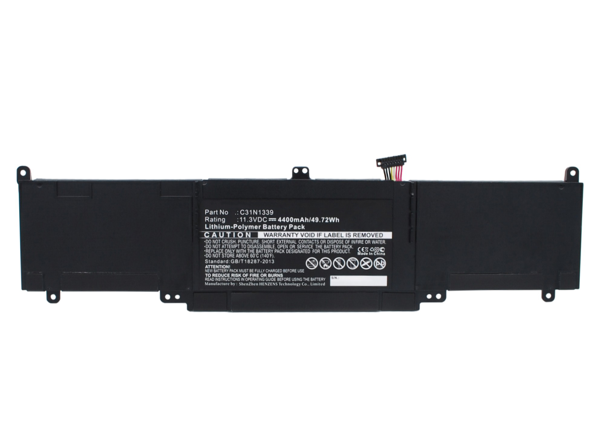 Synergy Digital Battery Compatible With Asus C31N1339 Laptop Battery - (Li-Pol, 11.3V, 4400 mAh)