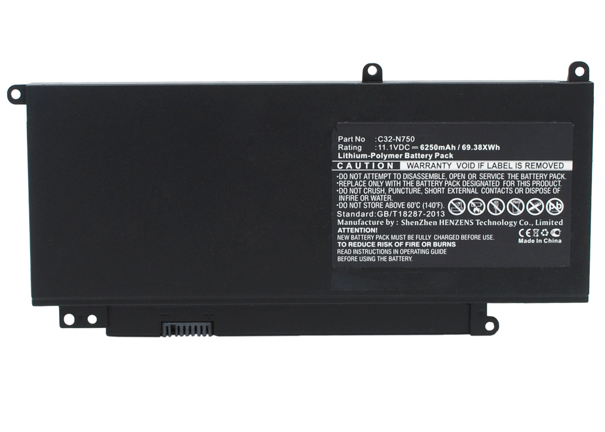 Synergy Digital Battery Compatible With Asus C32-N750 Laptop Battery - (Li-Pol, 11.1V, 6250 mAh)