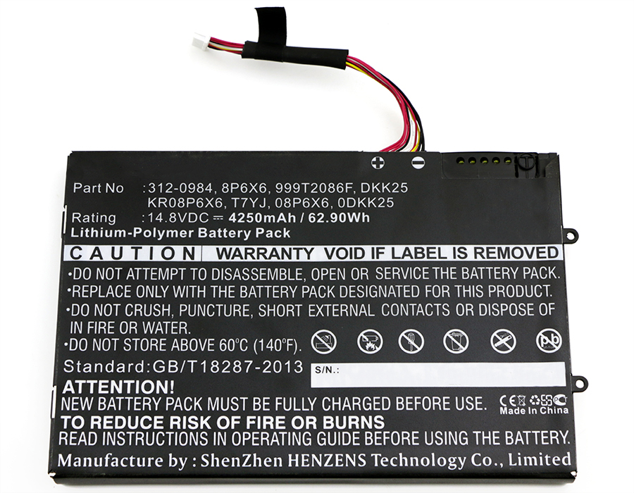Synergy Digital Battery Compatible With DELL 08P6X6 Laptop Battery - (Li-Pol, 14.8V, 4250 mAh)