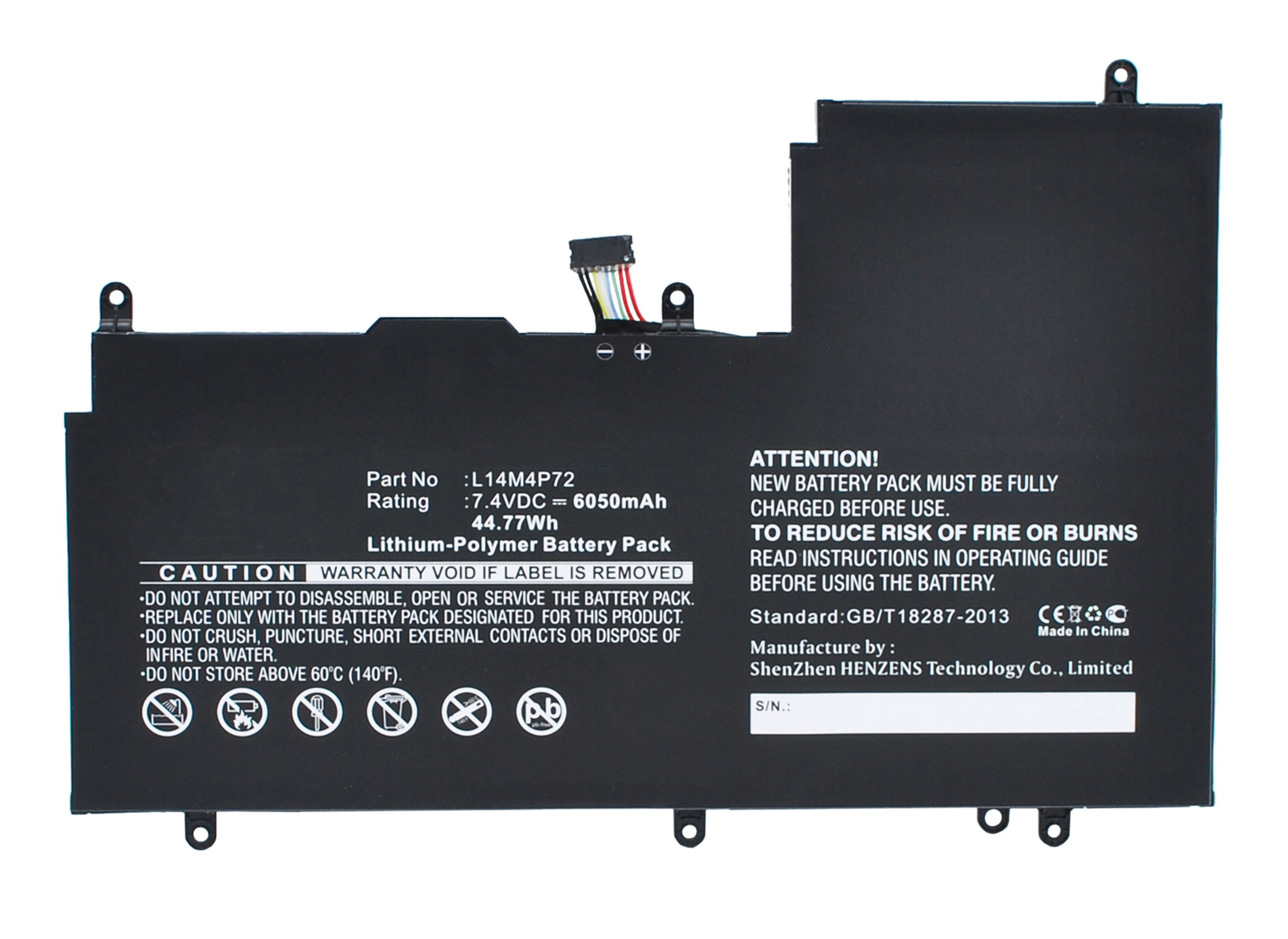 Synergy Digital Battery Compatible With Lenovo L14M4P72 Laptop Battery - (Li-Pol, 7.4V, 6050 mAh)