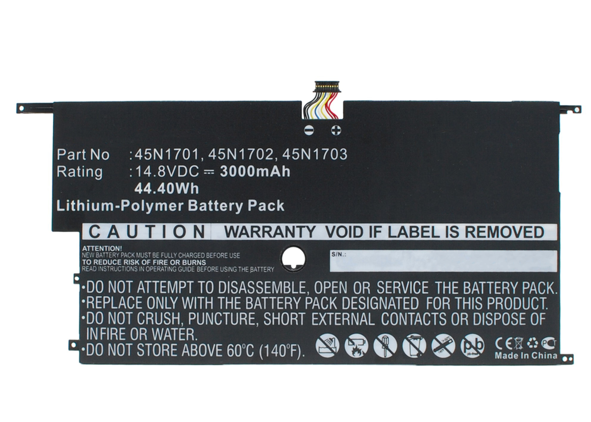 Synergy Digital Battery Compatible With Lenovo 45N1701 Laptop Battery - (Li-Pol, 14.8V, 3000 mAh)