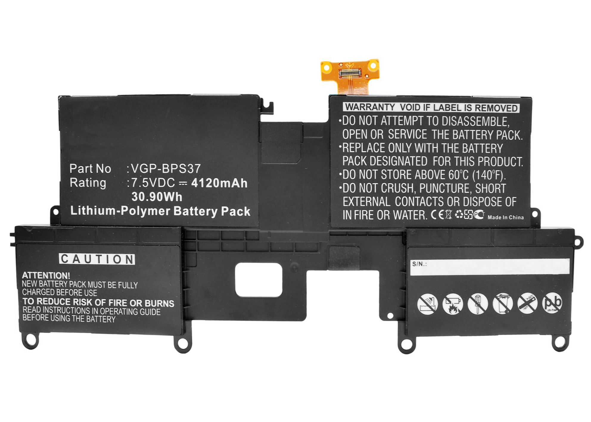 Synergy Digital Battery Compatible With Sony VGP-BPS37 Laptop Battery - (Li-Pol, 7.5V, 4120 mAh)