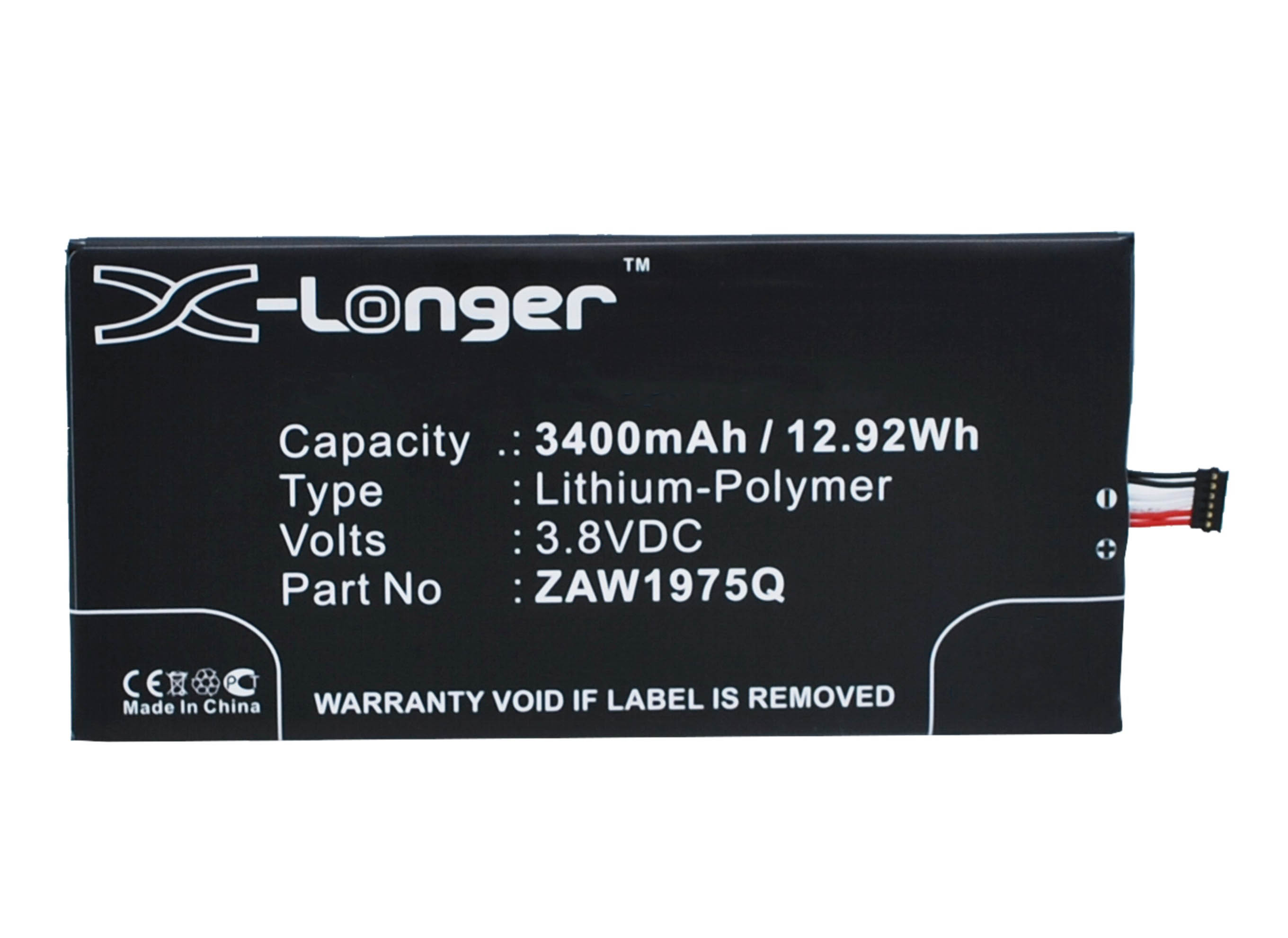 Synergy Digital Tablet Battery, Compatible with Acer ZAW1975Q Tablet Battery (Li-Pol, 3.8V, 3400mAh)