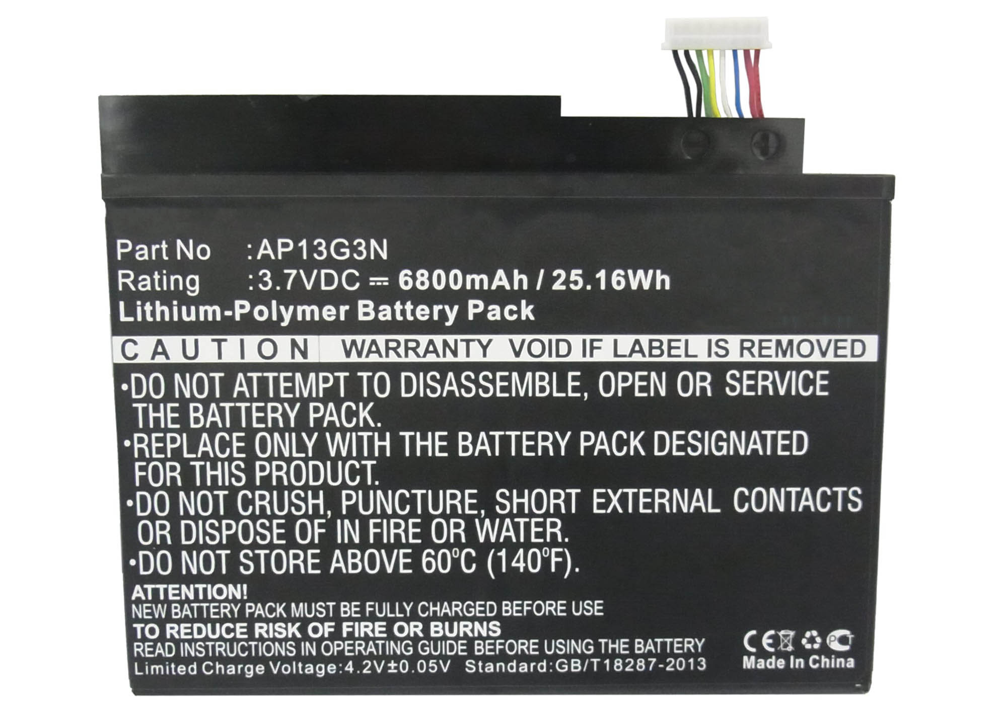 Synergy Digital Tablet Battery, Compatible with Acer AP13G3N Tablet Battery (Li-Pol, 3.7V, 6800mAh)
