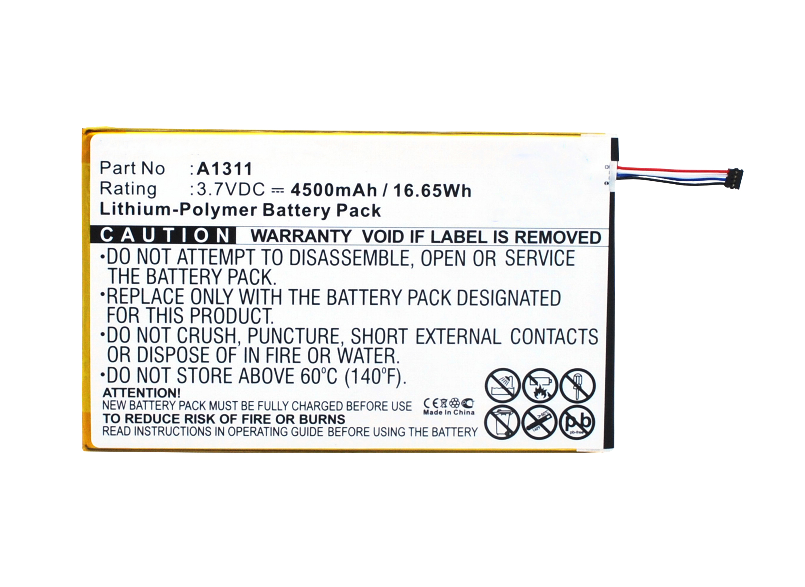 Synergy Digital Tablet Battery, Compatible with Acer A1311 Tablet Battery (Li-Pol, 3.7V, 4500mAh)