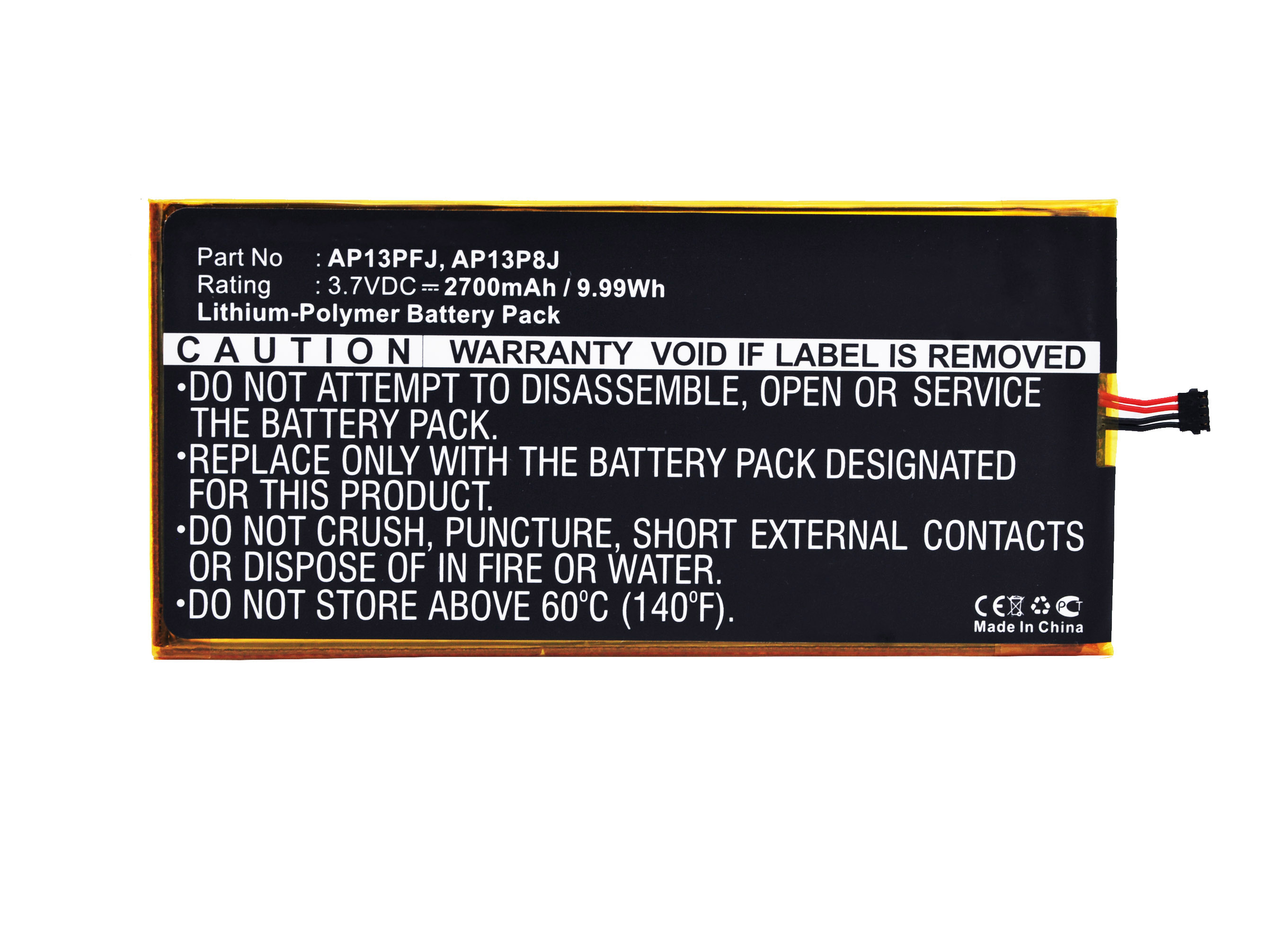 Synergy Digital Battery Compatible With Acer AP13P8J Tablet Battery - (Li-Pol, 3.7V, 2700 mAh)