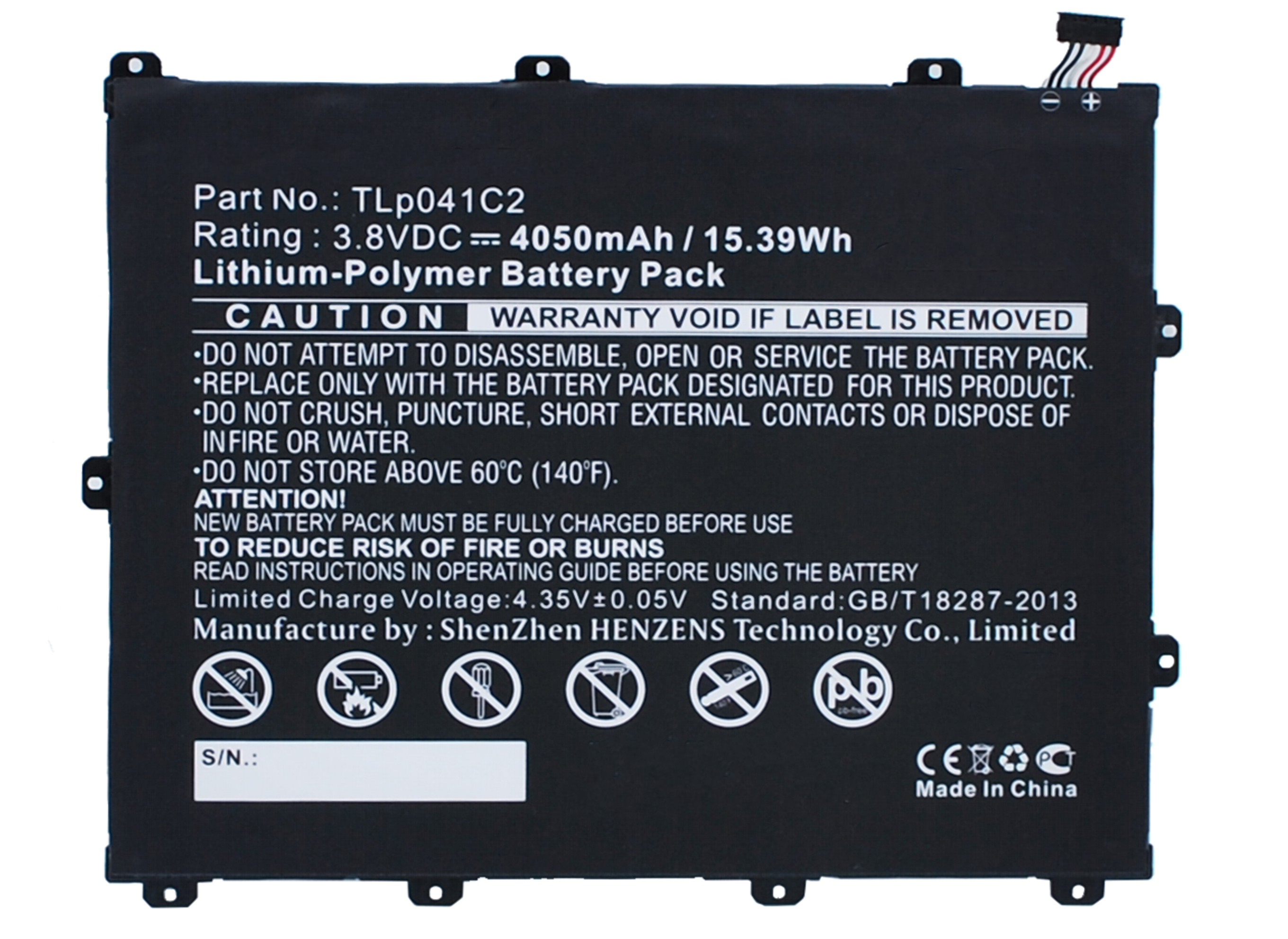 Synergy Digital Tablet Battery, Compatible with Alcatel TLp041C2 Tablet Battery (Li-Pol, 3.8V, 4050mAh)