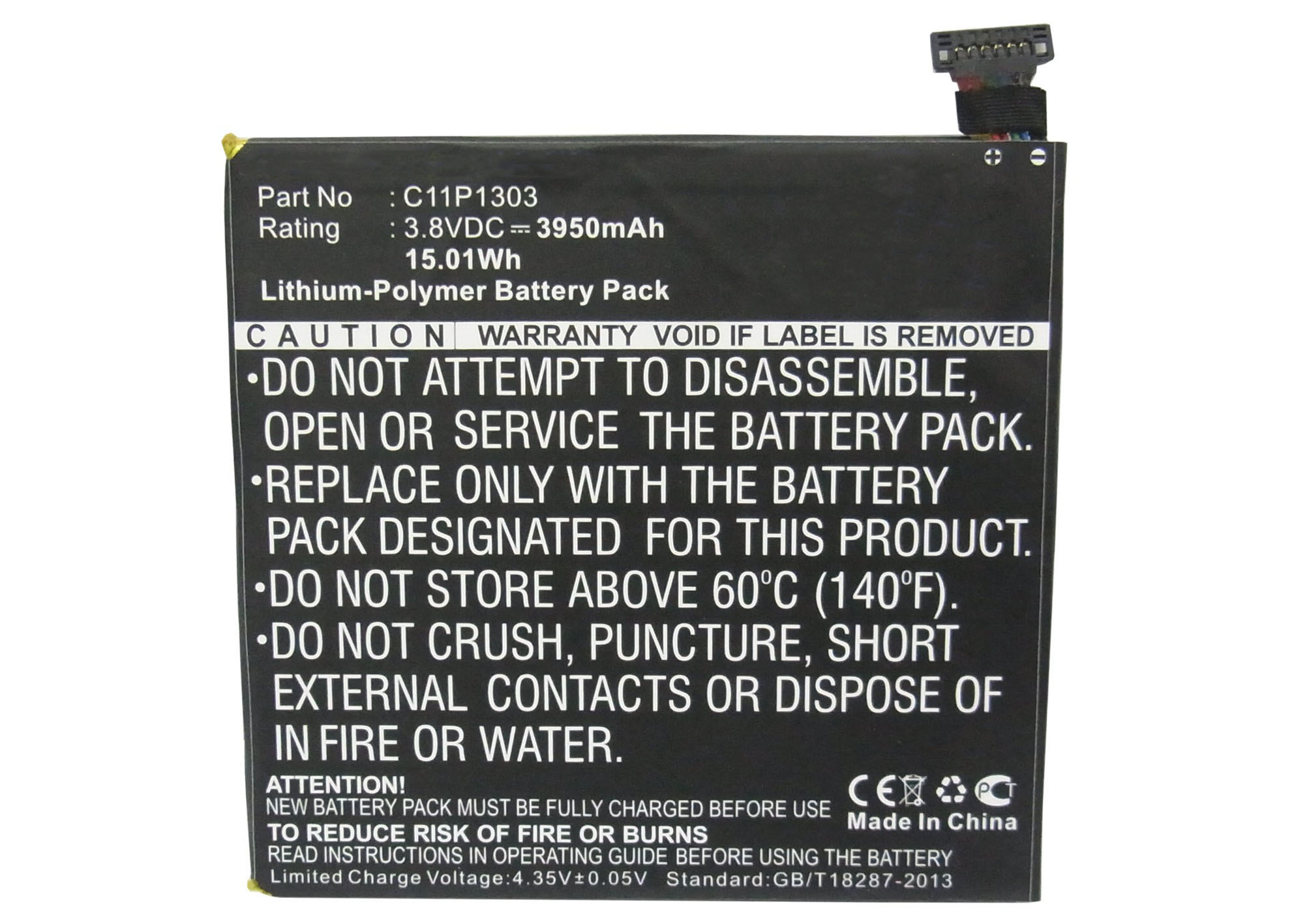 Synergy Digital Tablet Battery, Compatible with Asus C11P1303 Tablet Battery (Li-Pol, 3.8V, 3950mAh)