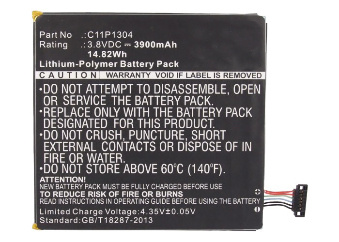 Synergy Digital Tablet Battery, Compatible with Asus C11P1304 Tablet Battery (Li-Pol, 3.8V, 3900mAh)