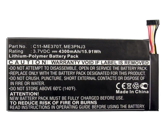 Synergy Digital Tablet Battery, Compatible with Asus ME3PNJ3 Tablet Battery (Li-Pol, 3.7V, 4300mAh)