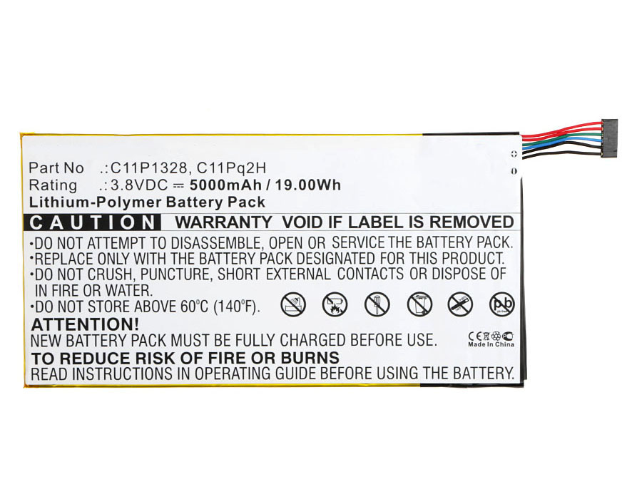 Synergy Digital Tablet Battery, Compatible with Asus C11P1328 Tablet Battery (Li-Pol, 3.8V, 5000mAh)